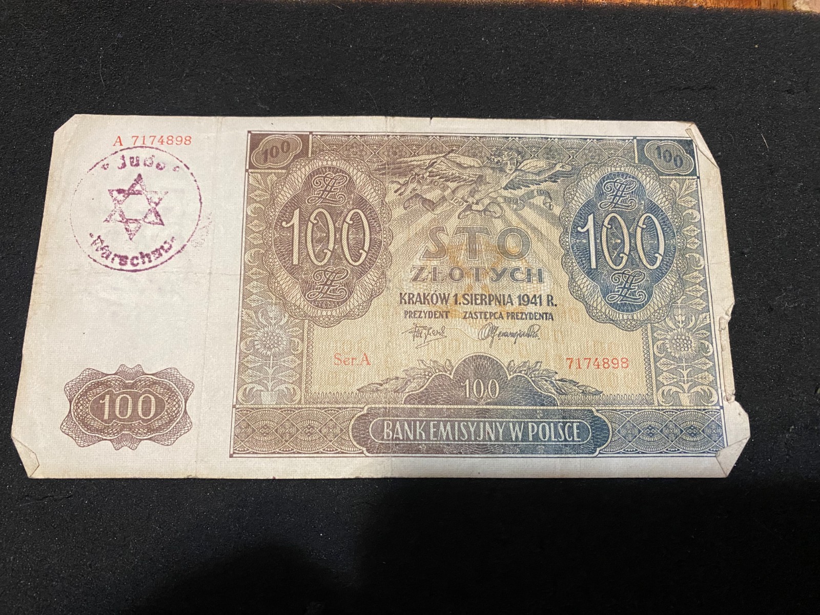 German   ww2 HOLOCAUST (JUDE Warschau )    Polish occupation  banknote