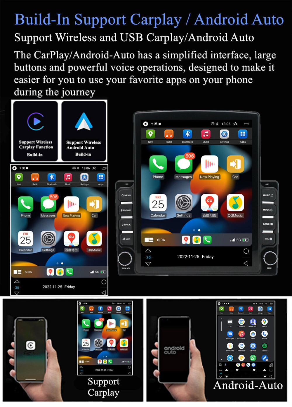 Car Stereo Radio For Apple Carplay Fit For Dodge RAM 1500 2500 2013-2019 GPS BT