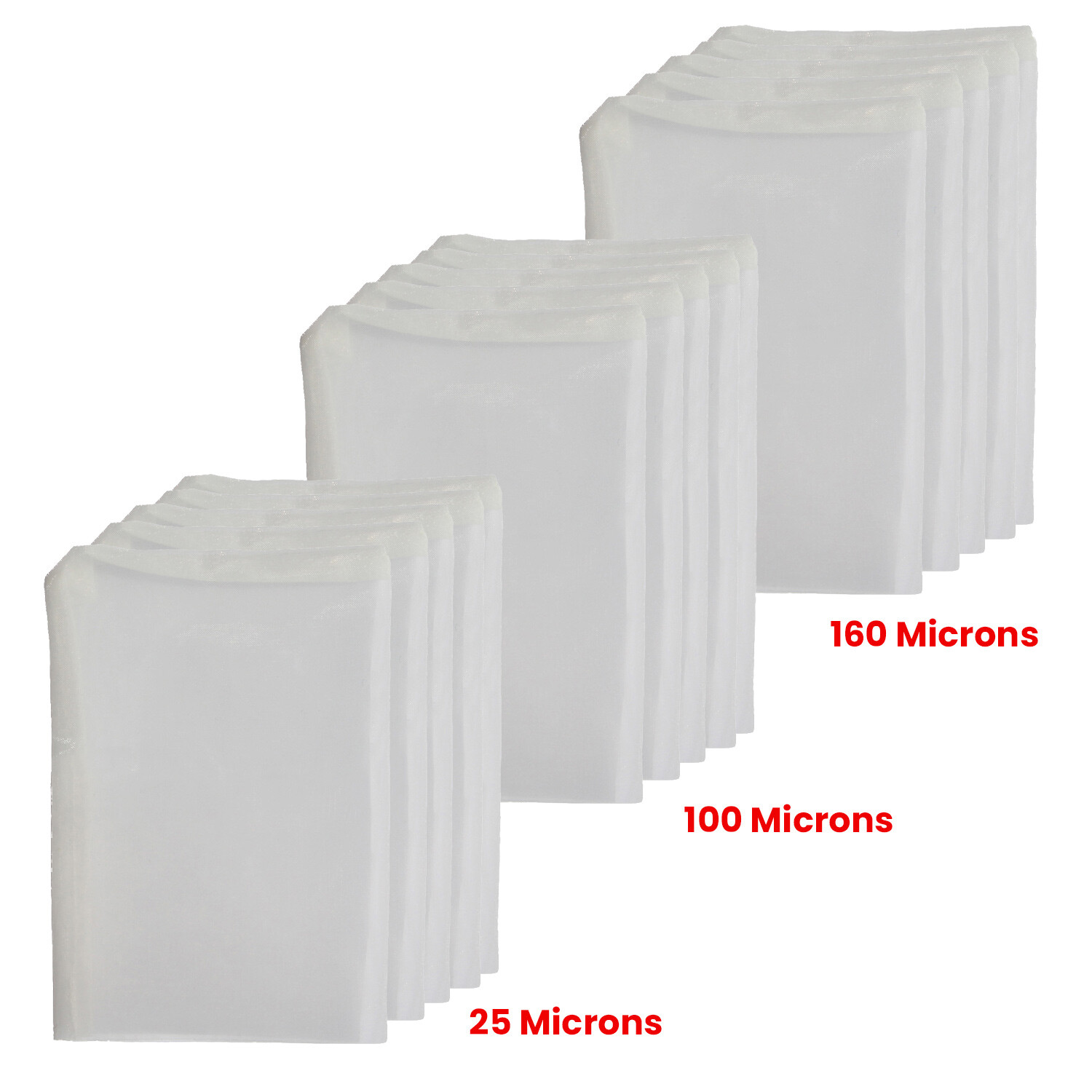 Dulytek Premium Nylon Filter Bags, 2" x 3" - 25 / 100 / 160 Micron Mesh