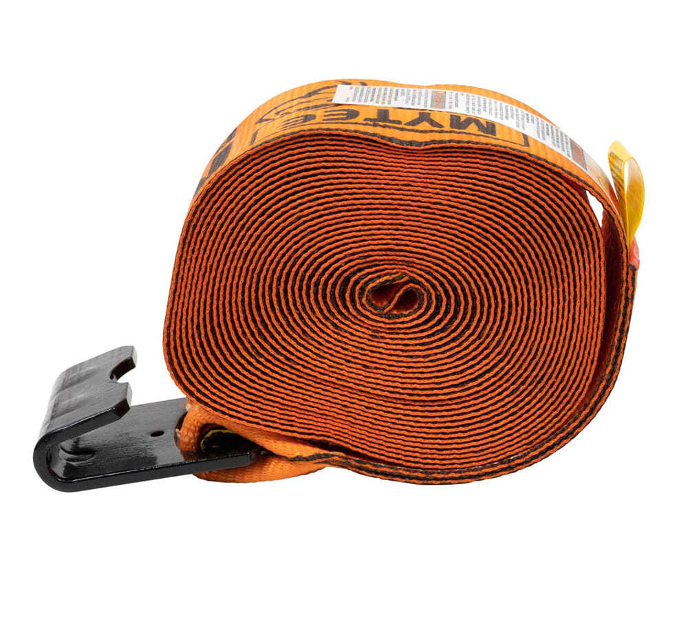 (10 Pack) 4" x 30' Winch Strap with Flat Hook - High Abrasion Orange