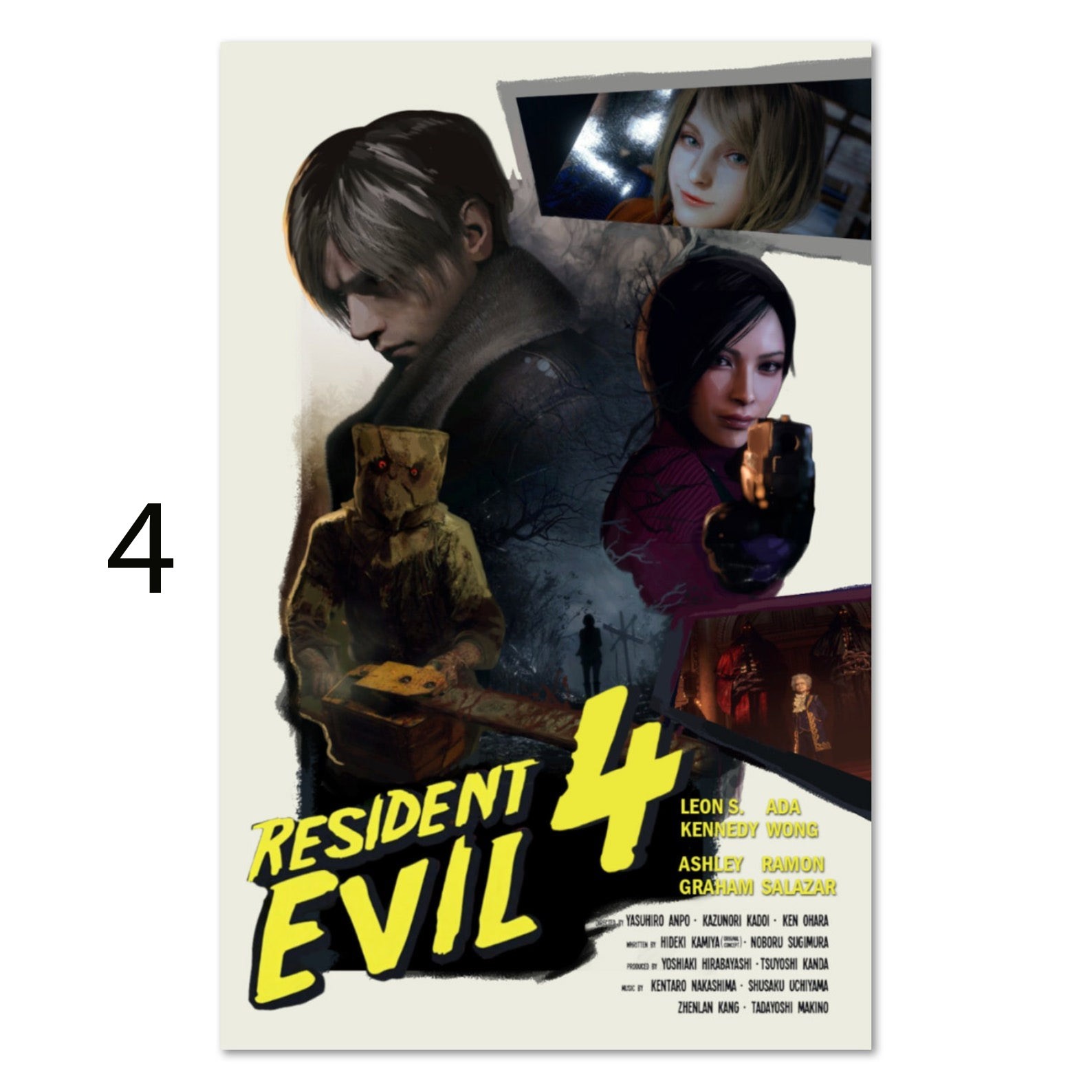 Resident Evil (1,2,3,4) Poster, Retro Movie Poster No Frame