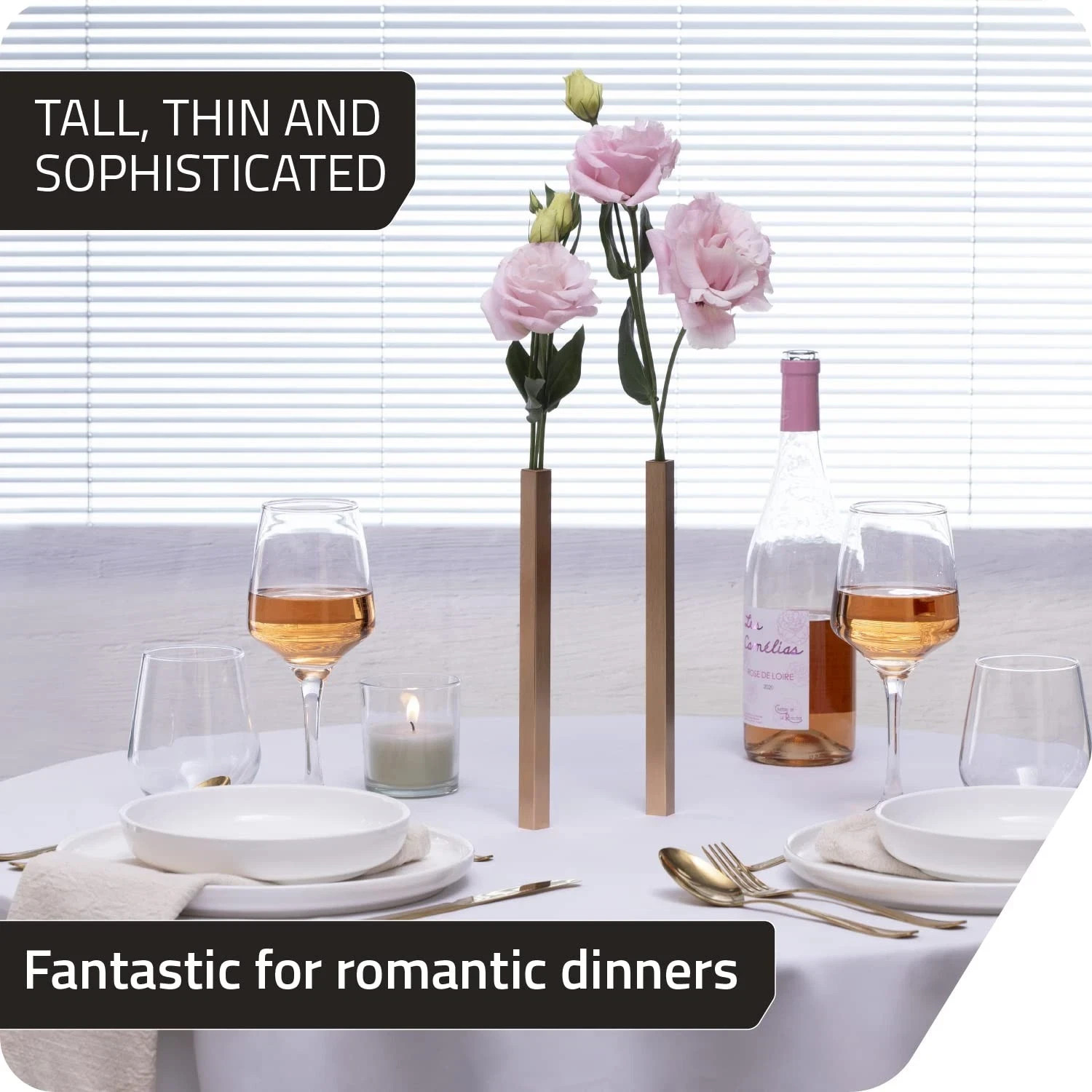 Magnetic Flower Vase - Unique and Modern Set of 5 Gold Aluminum Vases for Hom...