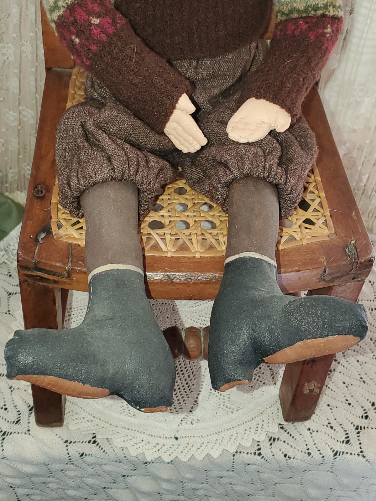 OOAK Folk Art Handmade 19” Paper Mache & cloth Twin dolls Sign Dorothy Shunke 09