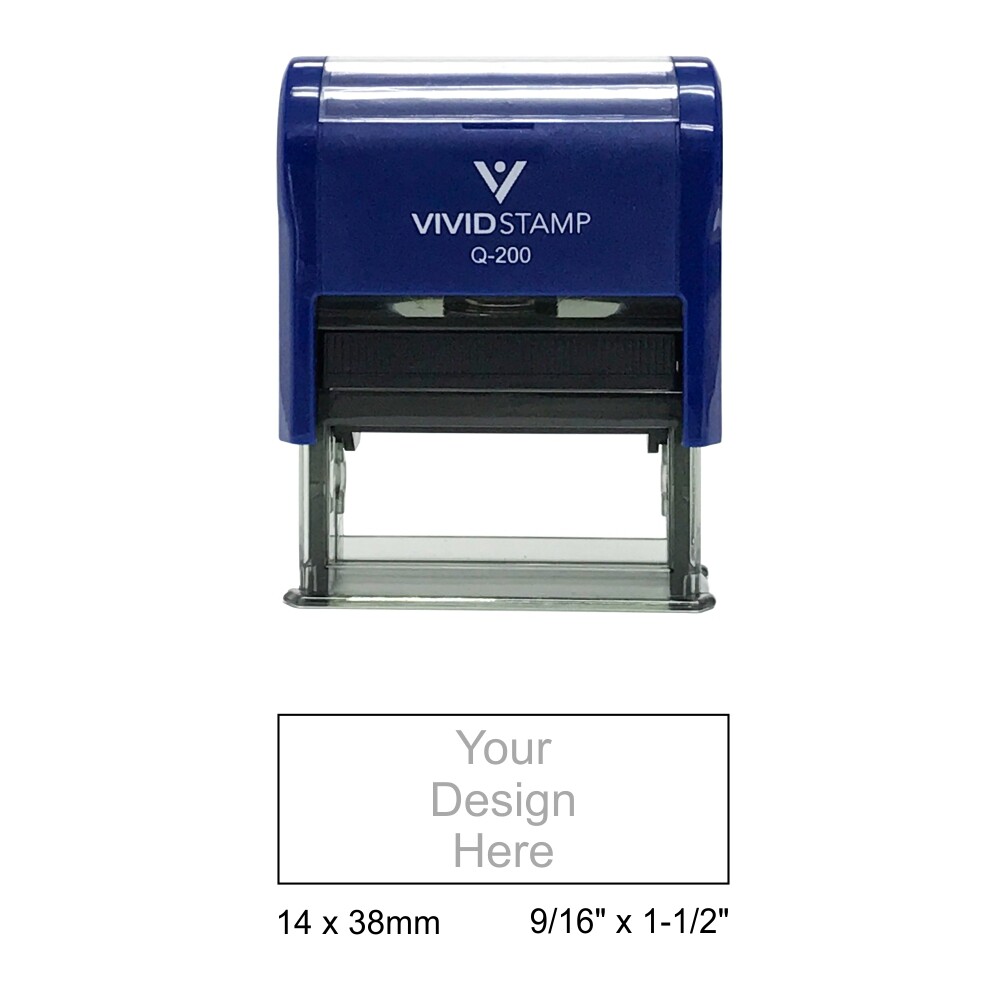 Vivid Stamp Q-200 Customizable Self-Inking Stamp - Blue Body