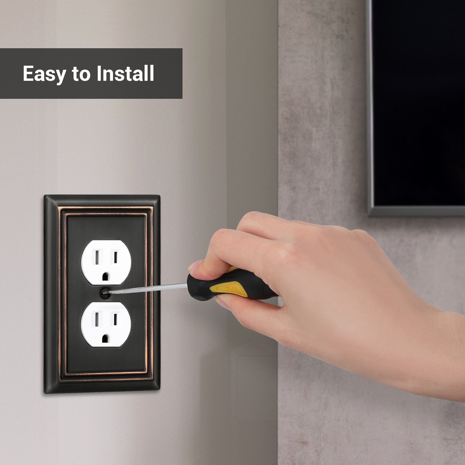 DEWENWILS 4-Pack Duplex Wall Plate, Metal Wall Outlet Cover, Aged Bronze, Duplex