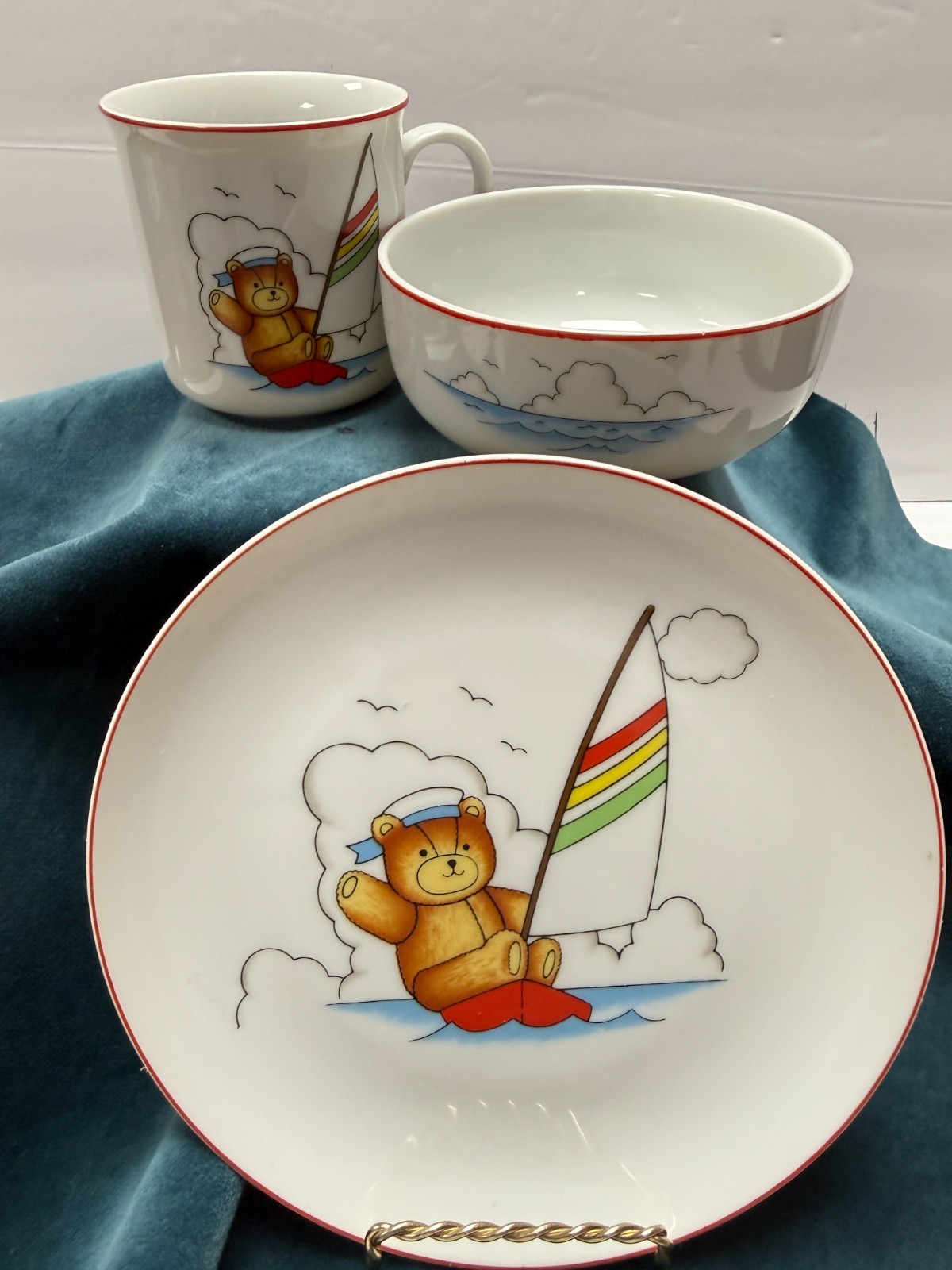 Vintage Made in Japan Childrens Place Setting Teddy Bear Plate Bowl Mug
