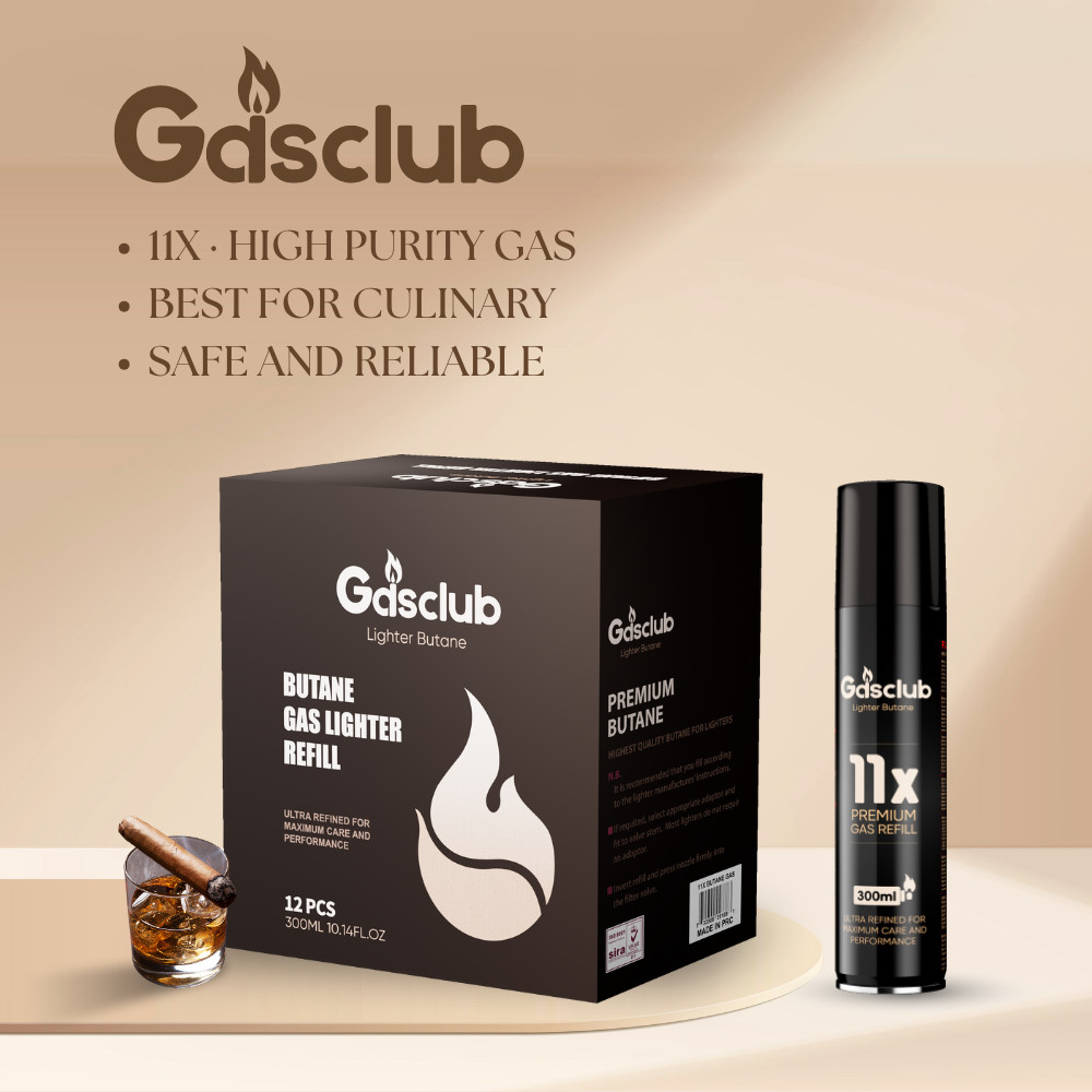24 Cans Gasclub 11X Refined Butane Lighter Gas Fuel Refill - High Purity Premium