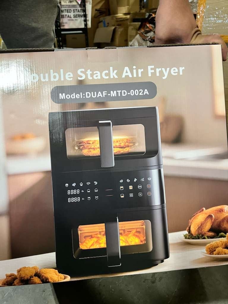 2-Tier Digital Air Fryer Dual Zone Heating Visual Window Space Saving Oil Free