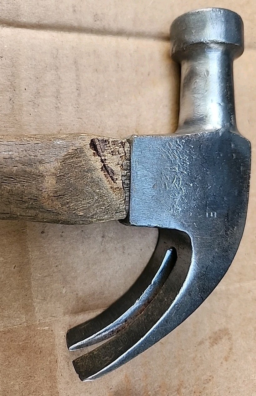 Vtg Heller USA Carpenter Claw Hammer Hickory Handle (Stamped Head)