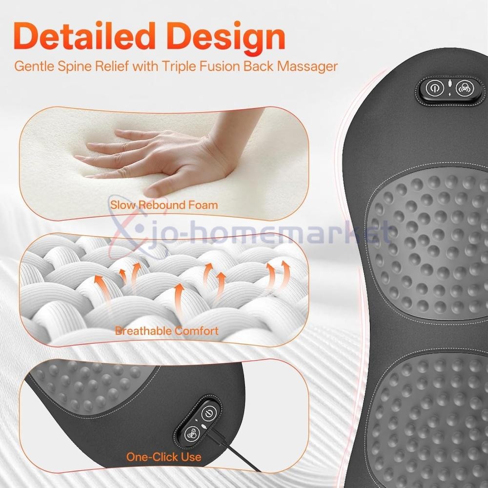 3 In 1 Electric Lumbar Support Pillow Smooth Spine Triple Fusion Back Massager