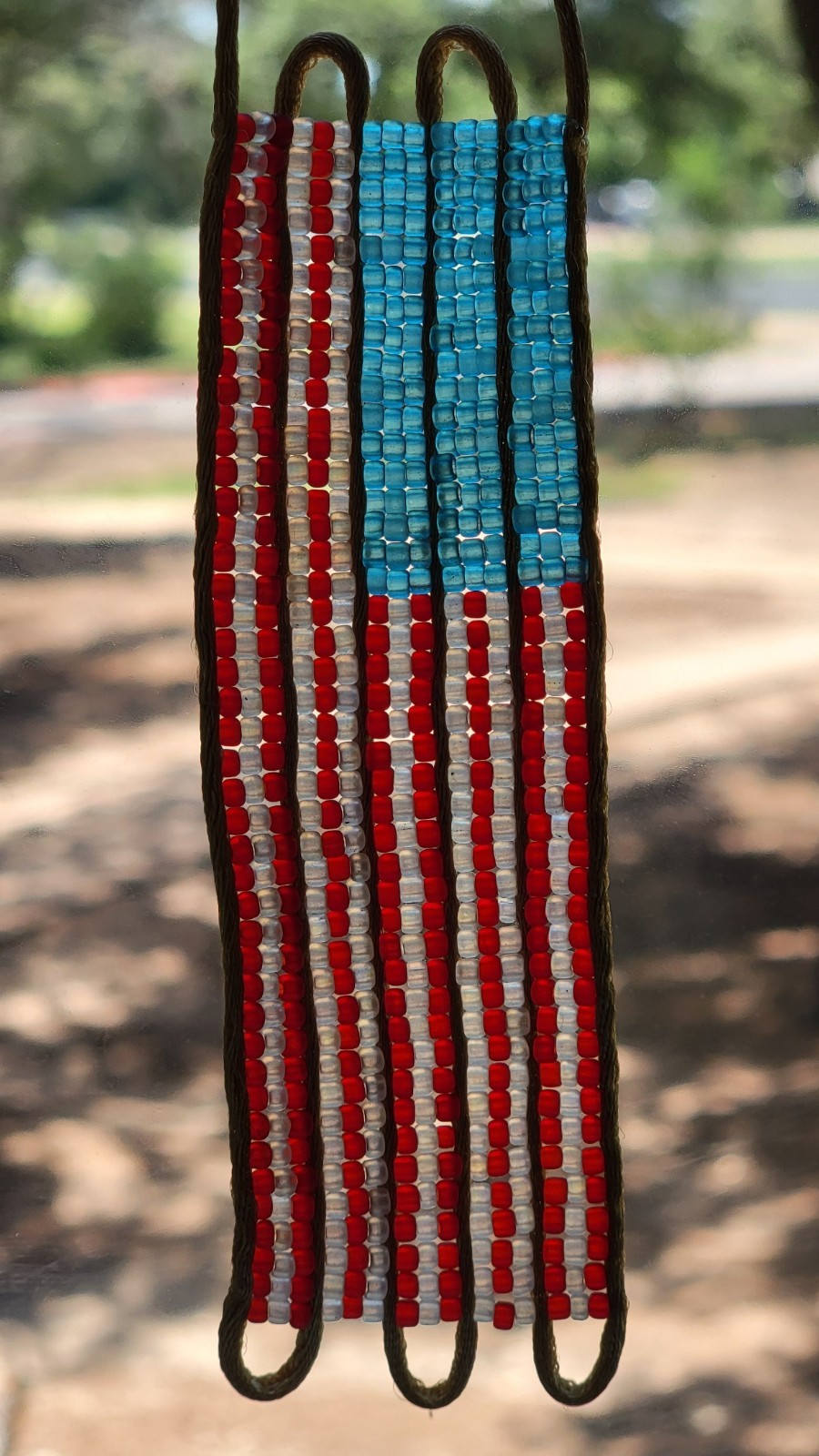 Antique Woven Glass Bead American Flag ☆ Patriotic
