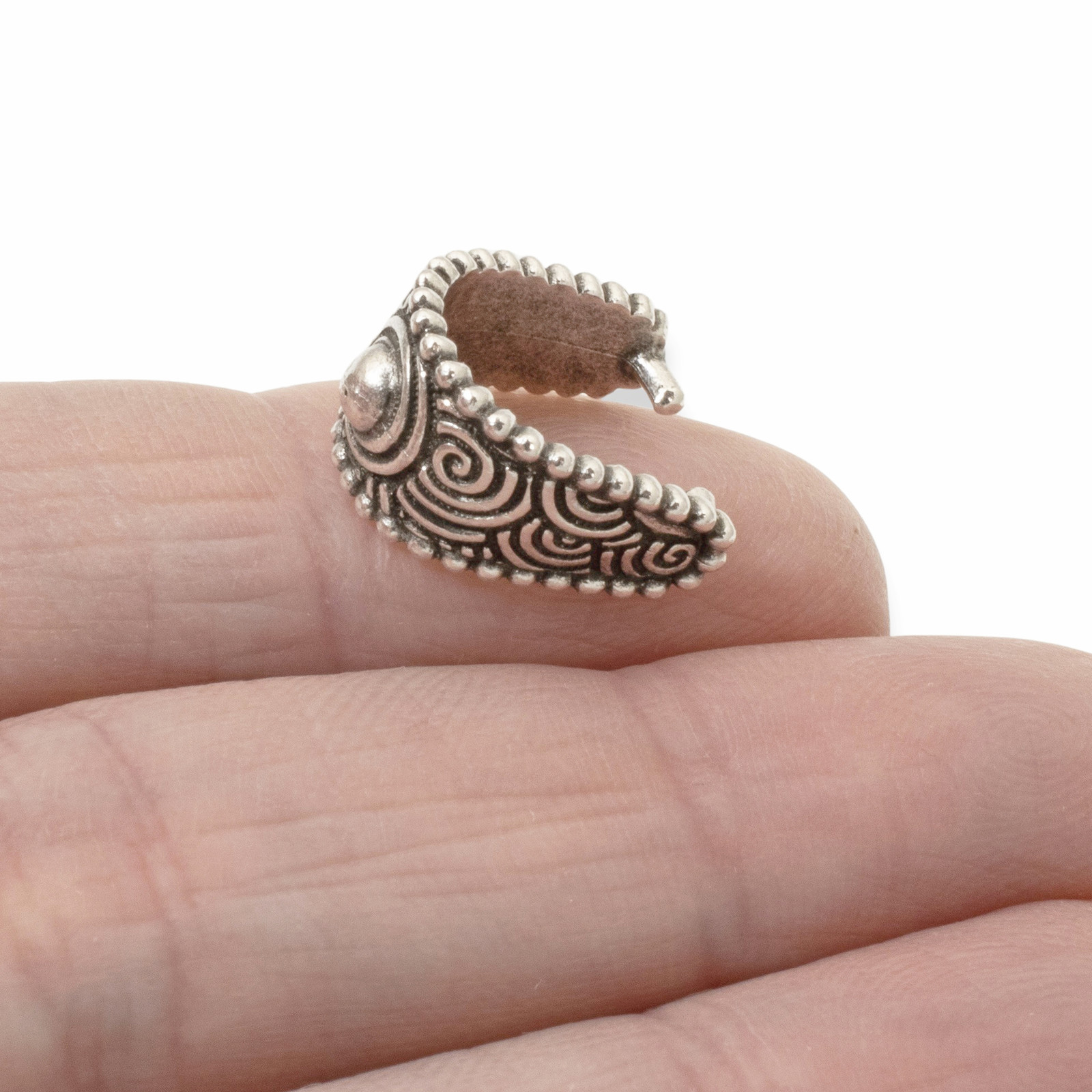 4 Large Spiral Pinch Bails, Antique Silver Pendant Holders, User-Friendly