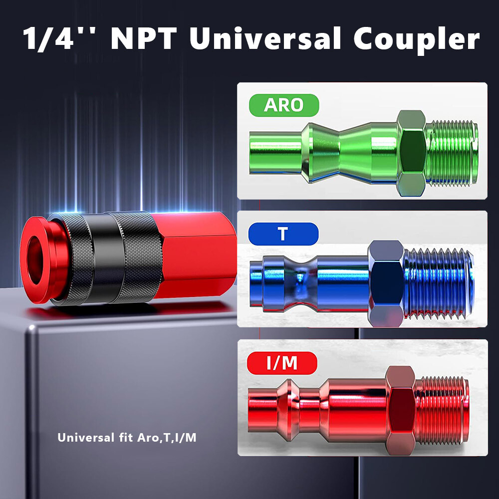 14pcs Heavy Duty Quick Coupler Set Air Hose Connector Fittings 1/4 NPT Tools Kit