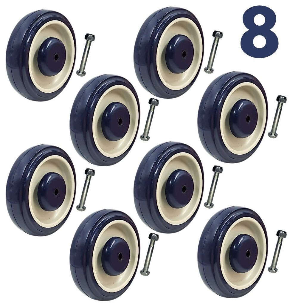 Set of 8 wheels | 5" Diameter wheels for Shopping Cart | Nuts and Bolts included