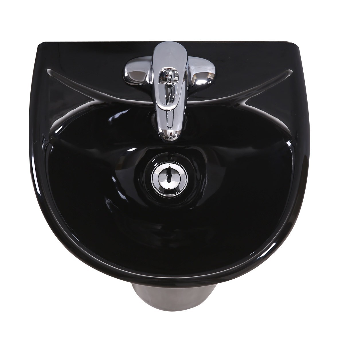 Renovators Supply Black Bathroom Pedestal Sink 4" Centers with Overflow