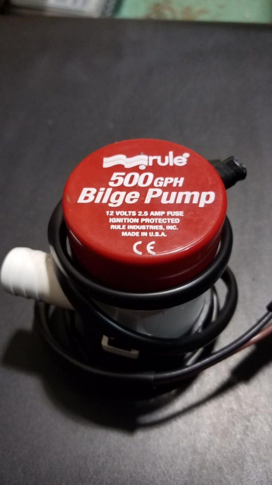 Rule Bilge Pump 500 GPH Marine 12V DC 3/4" Hose Submersible MADE IN USA NOS