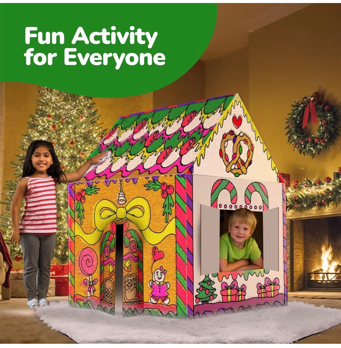 Gingerbread Cardboard Playhouse Kids Coloring Indoor Fun 24 Butter Crayons