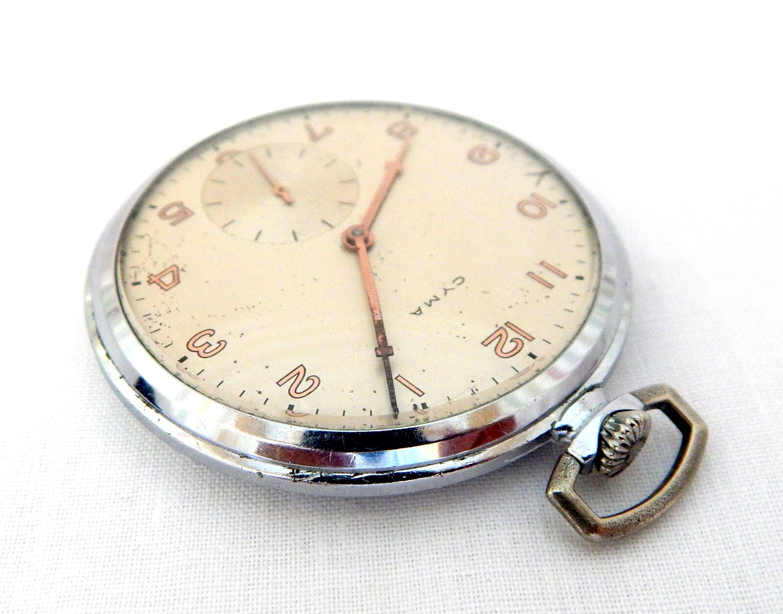 Antique Pocket Watch CYMA 15 Jewels Open Face Case Steel 48mm Circa 1920 Working