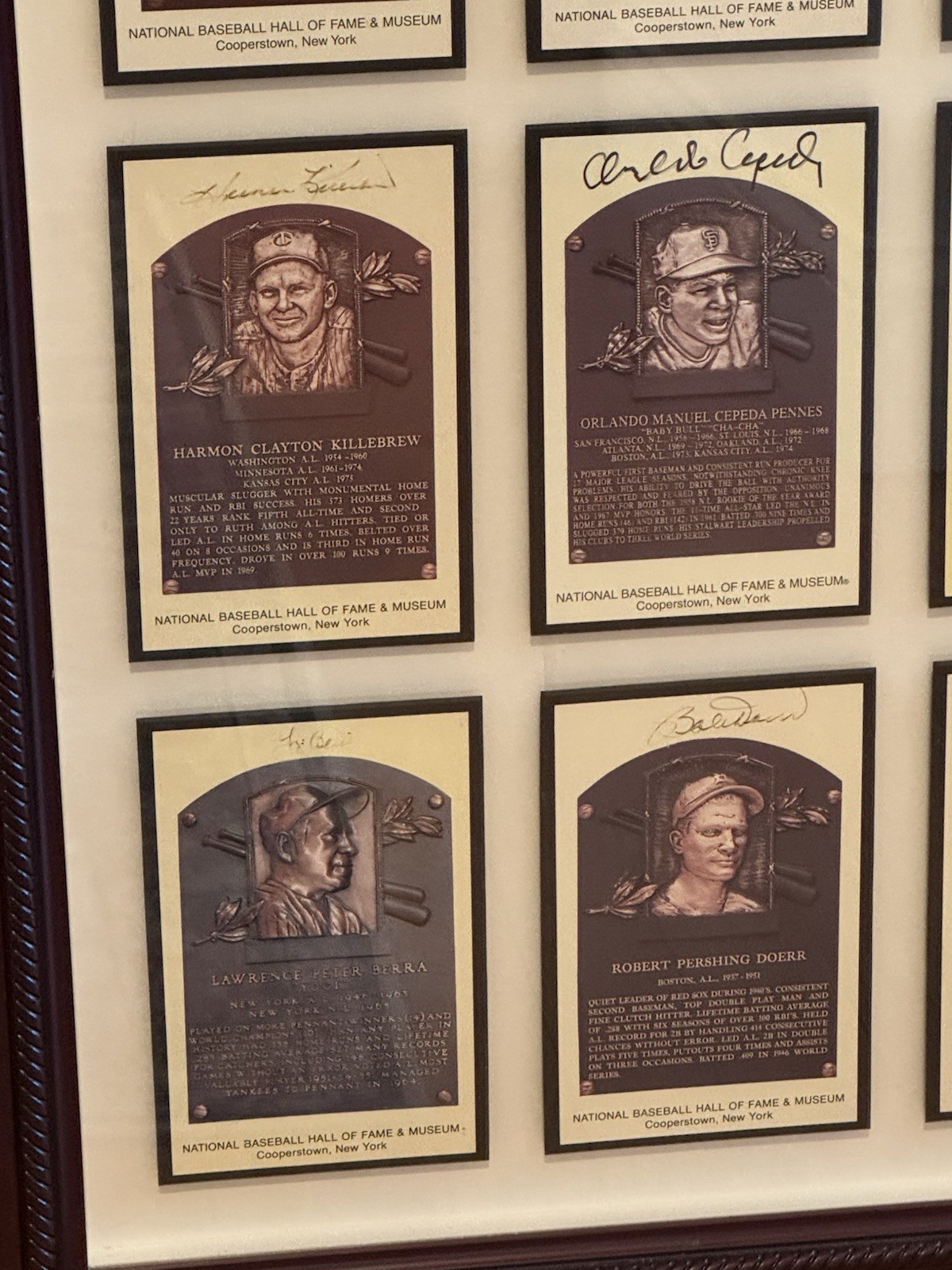 Orlando Cepeda Personally Owned Autographed Hall of Fame Plaque Framed Display