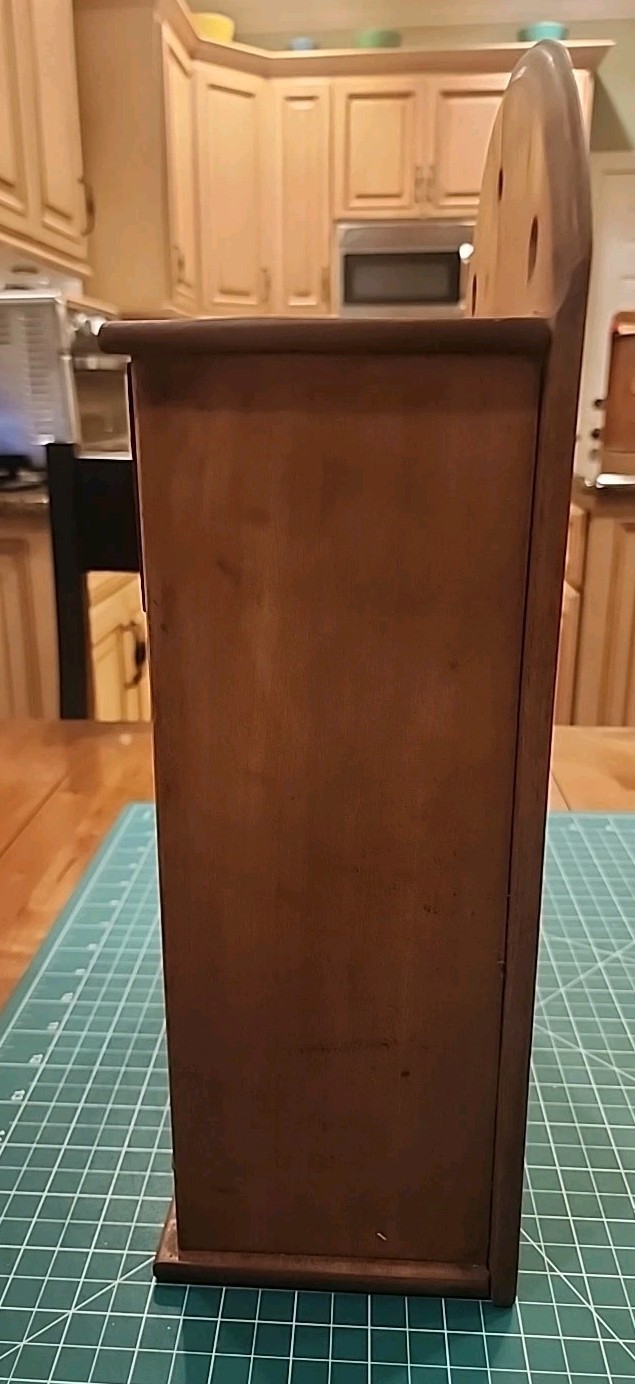 ANTIQUE PRIMITIVE HANGING SPICE CABINET w/ 8 STENCILED DRAWERS - gw!