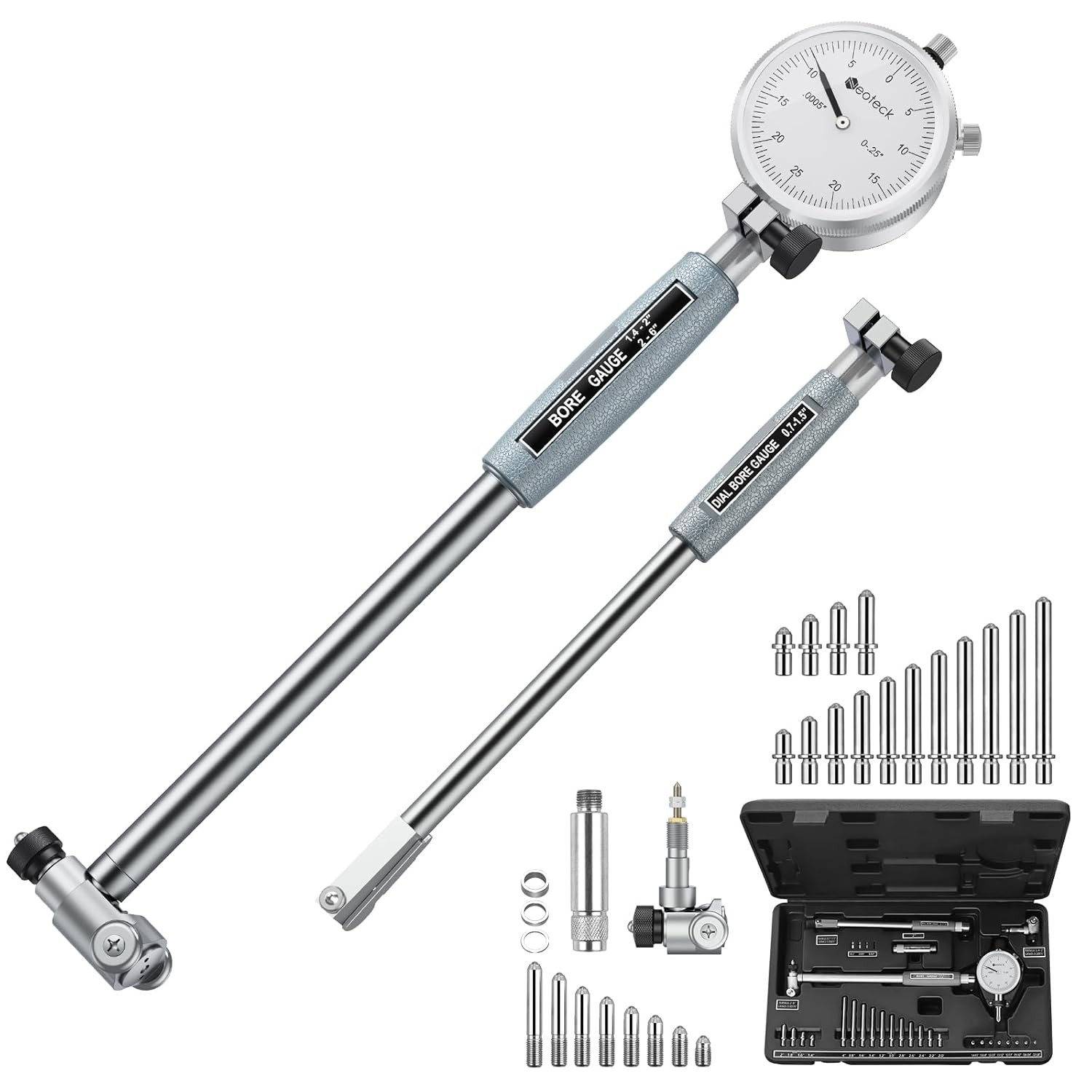 Neoteck 0.7-6" Dial Bore Gauge Indicator Engine Measuring Cylinder Tool 0.0005"