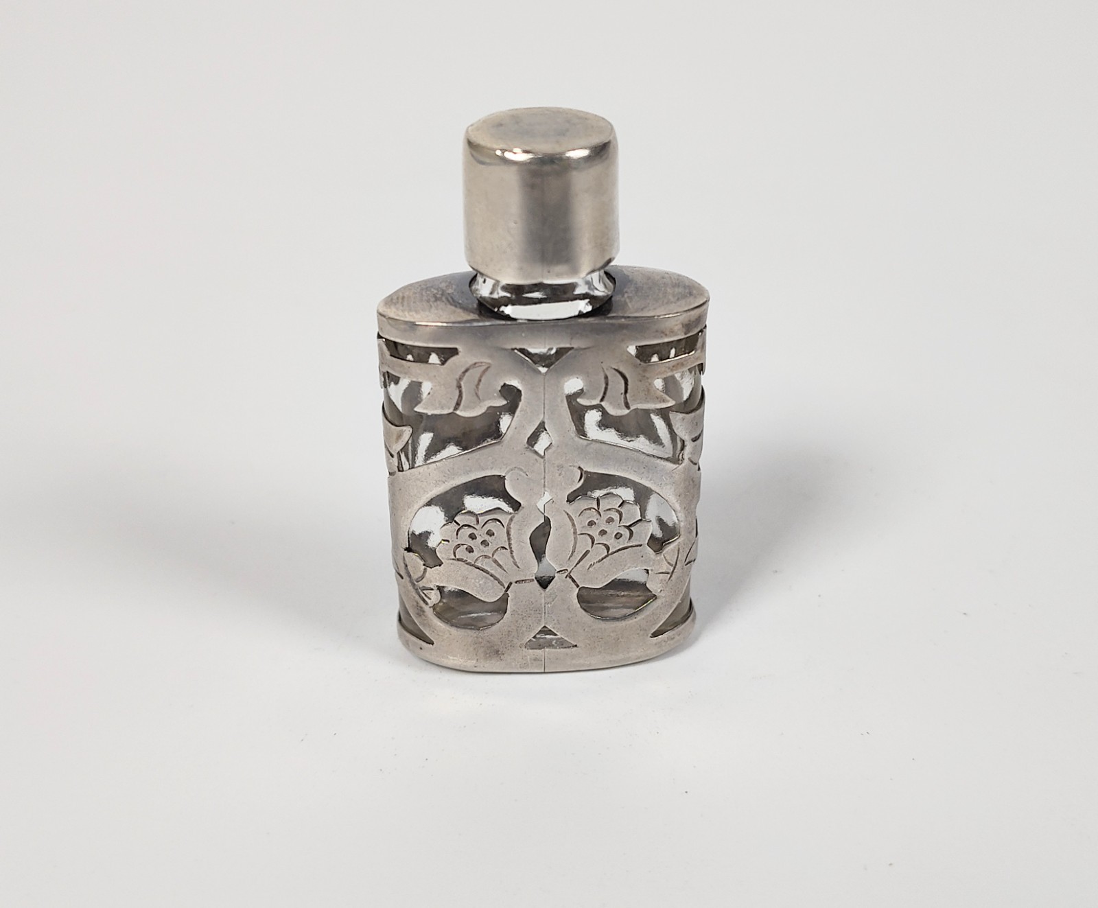 Vintage Taxco Mexico JJC Sterling Silver .925 Miniature Floral Perfume Bottle