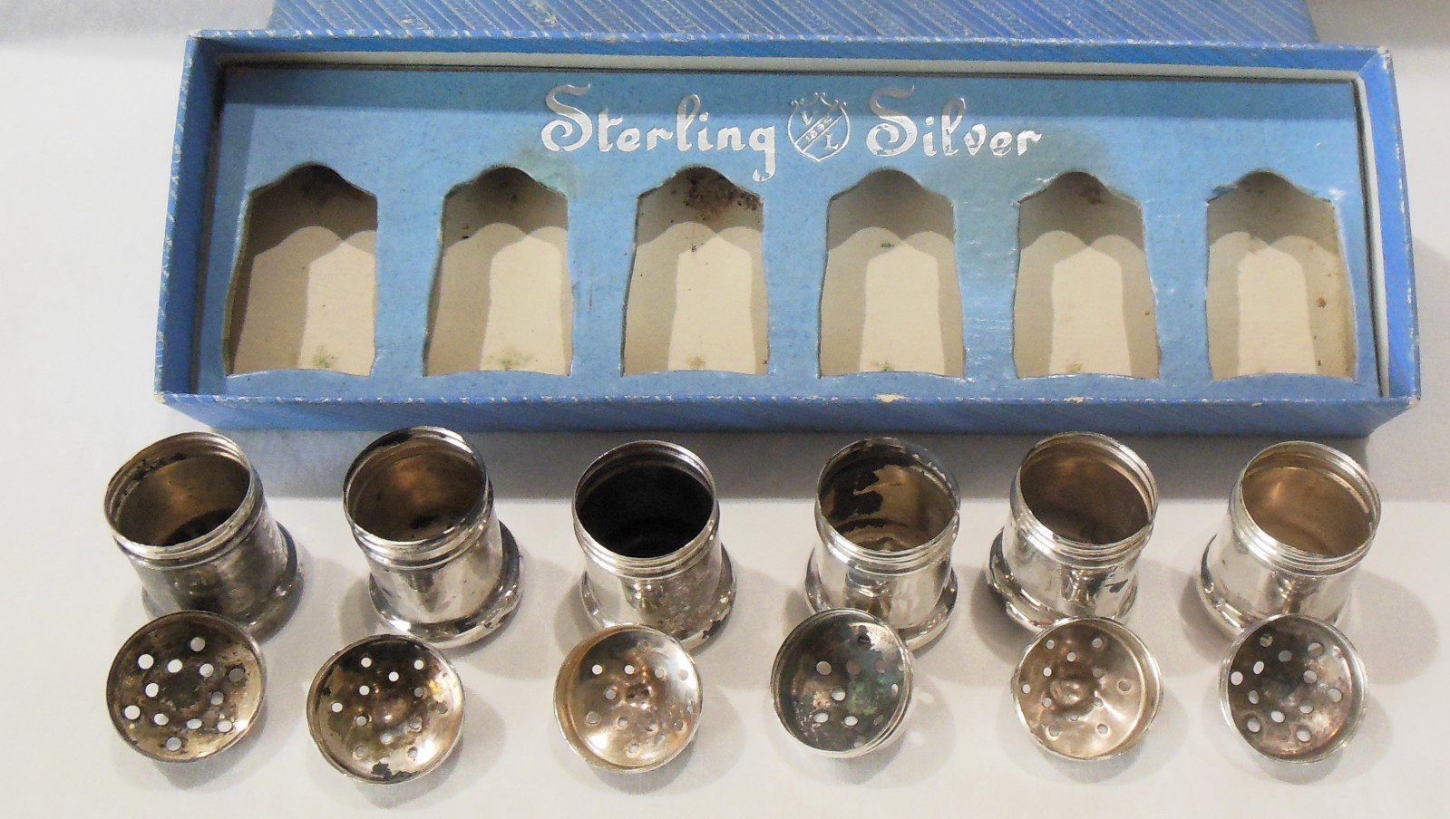 Set of 6 Mini Sterling Salt & Pepper Shakers VL Vincenzo Lollo NY MIB