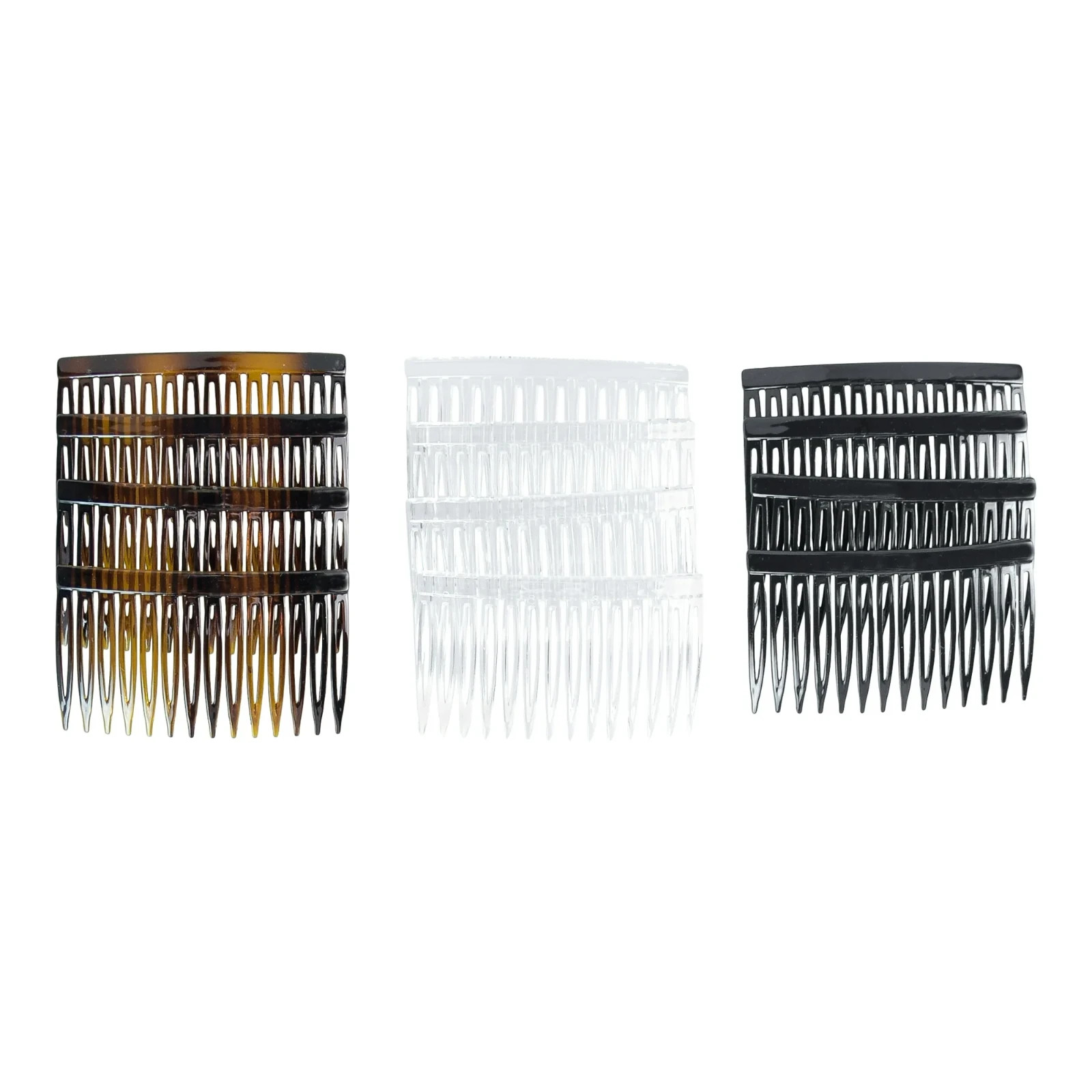 Scunci Plastic Side Hair Combs 12 Ct – Black, Clear & Tortoise Shell
