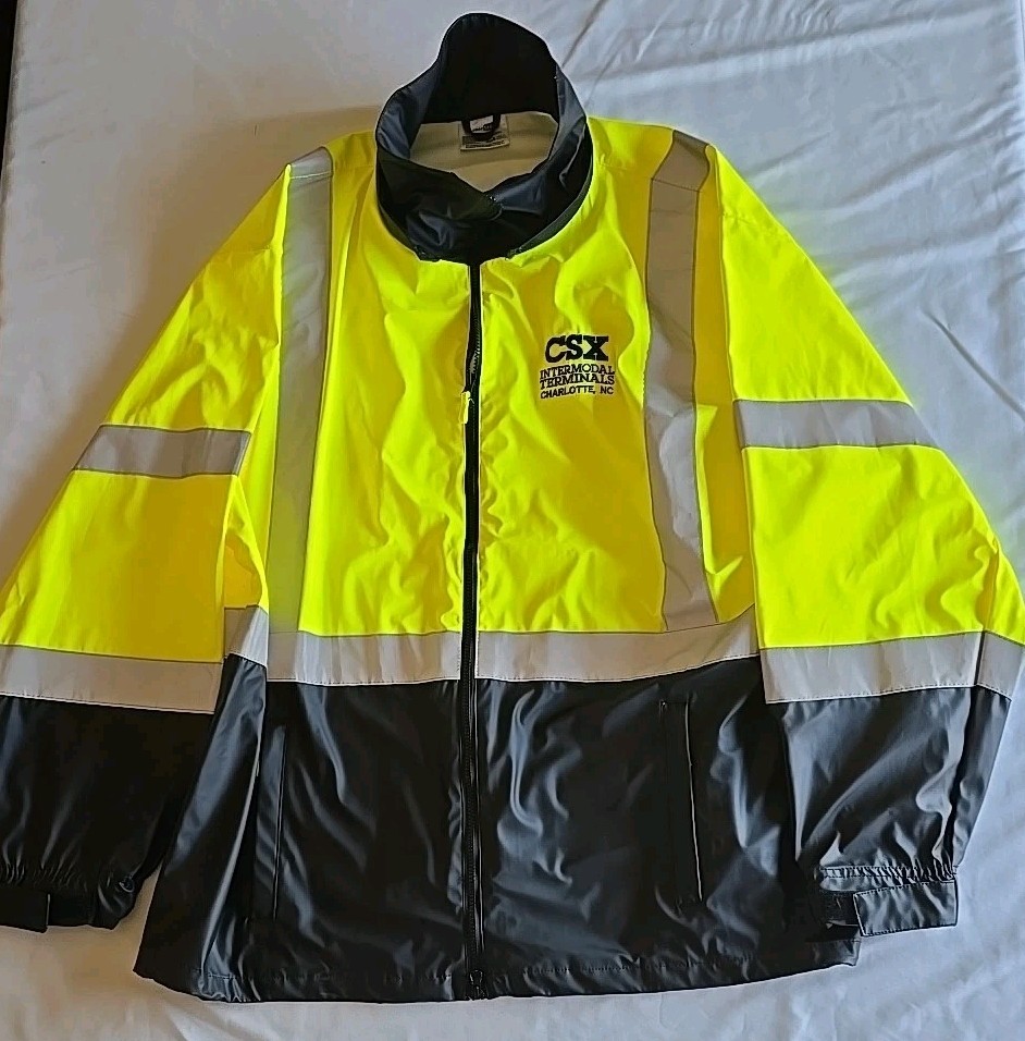 CSX CLT CORNERSTONE ANSI 107 Type R CLASS 3 SAFETY WINDBREAKER JACKET Mens 3XL