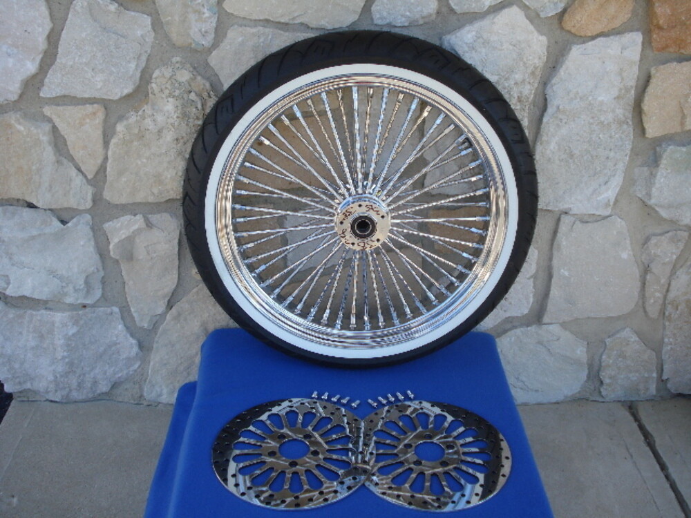 21X3.5 MAMMOTH FAT SPOKE WHEEL 120/70-21 WWW S TIRE KIT HARLEY TOURING 2000-07