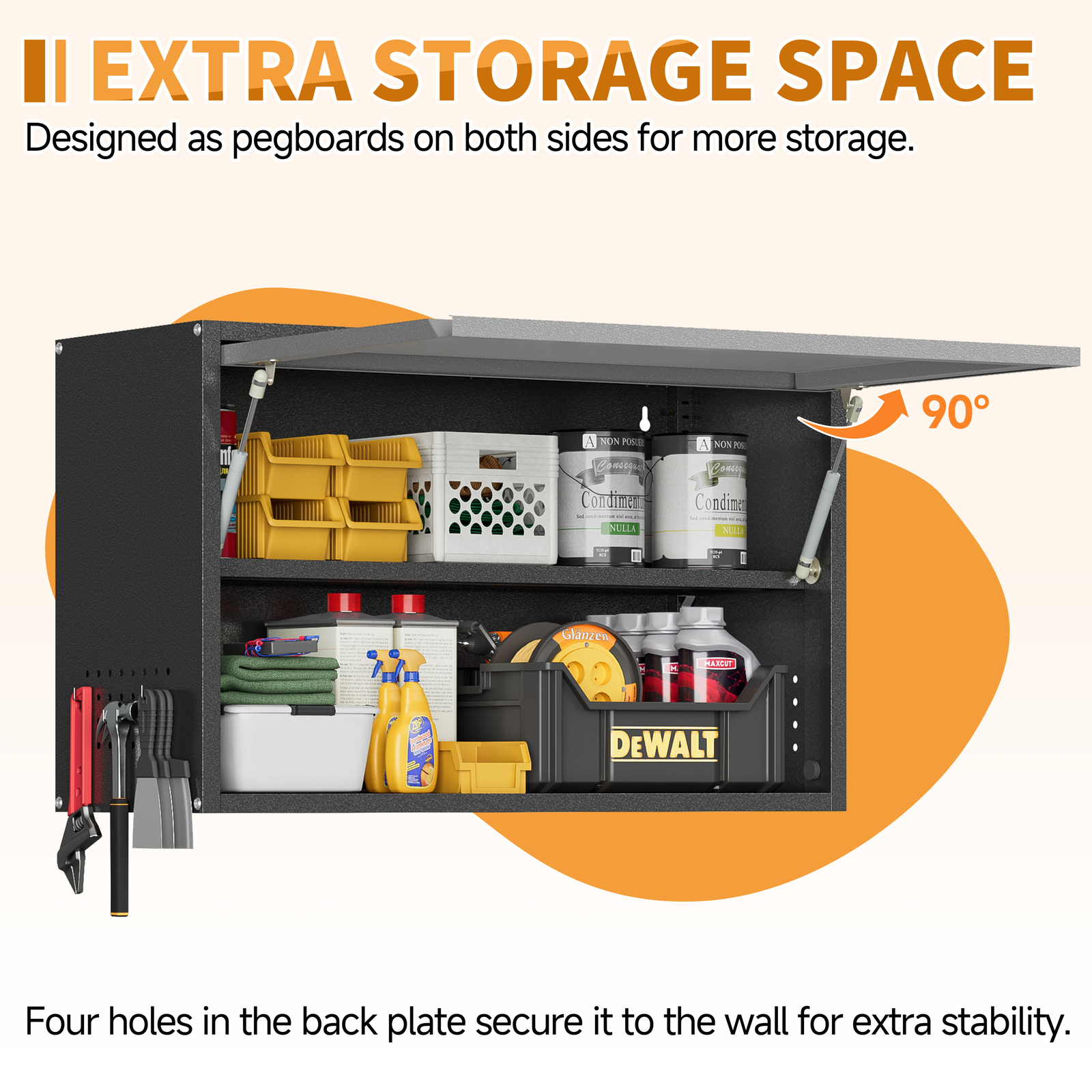 Wall Mounted Metal Storage Cabinet Garage w Adjustable Shelf, Metal Wall Cabinet