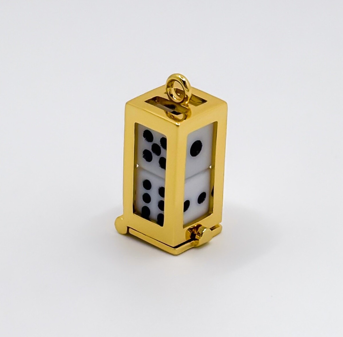 dice cage vintage charm 3D pendant gold plated | articulated charm