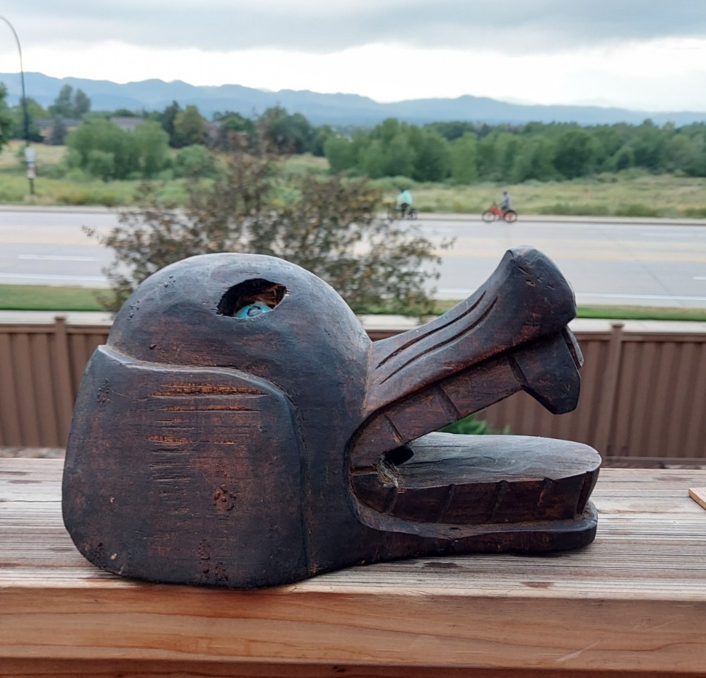 Vintage Mexico / Central American Carved WOLF Mask