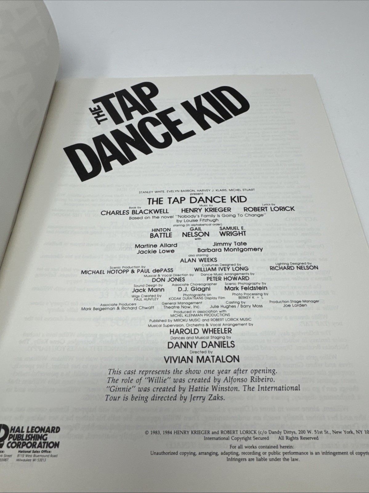 The Tap Dance Kid Vocal Selections Sheet Music Broadway Songbook Piano Vtg 1983