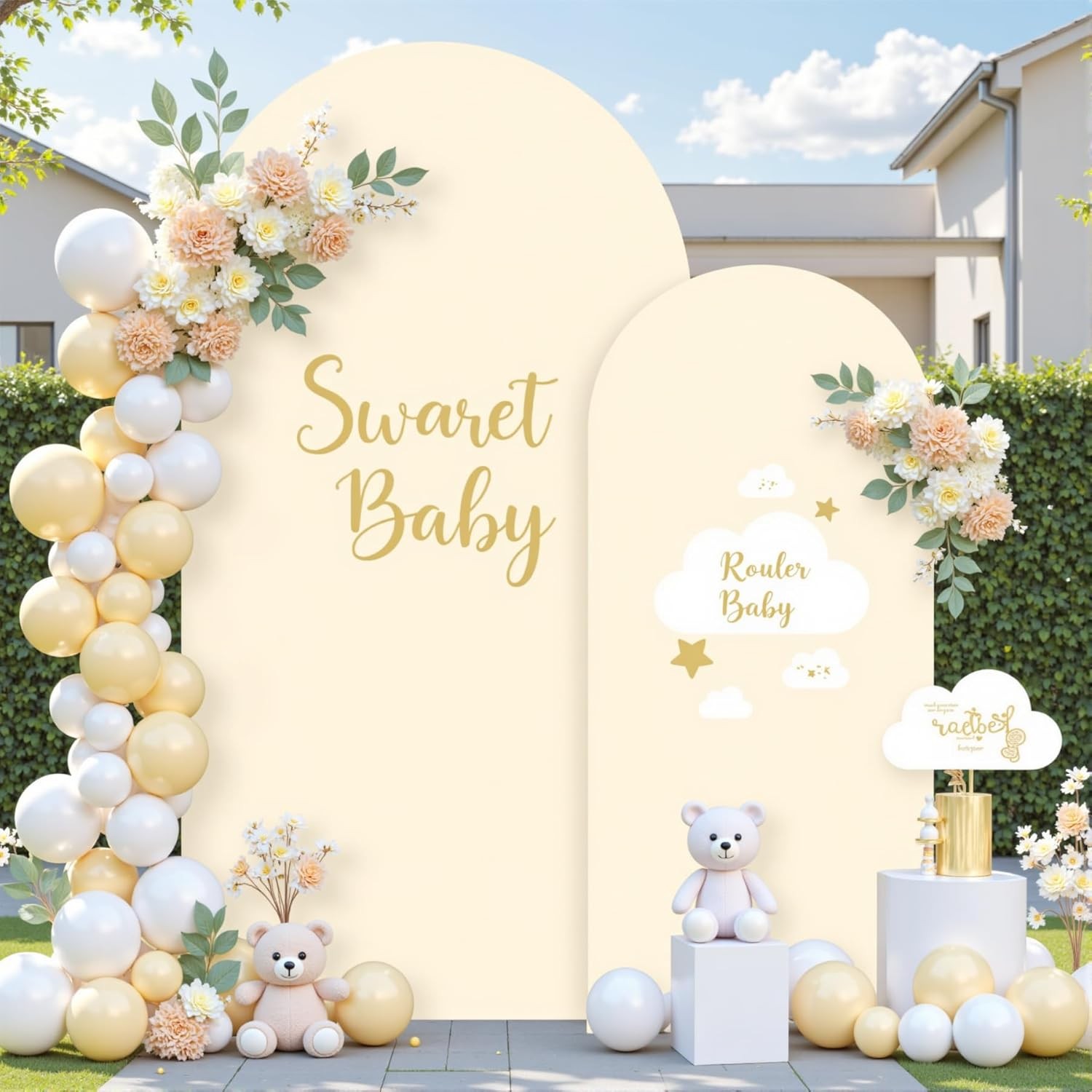 Spandex Arch Cover Zippered Archway Backdrop for Wedding Party Photoshoot4-7.2FT