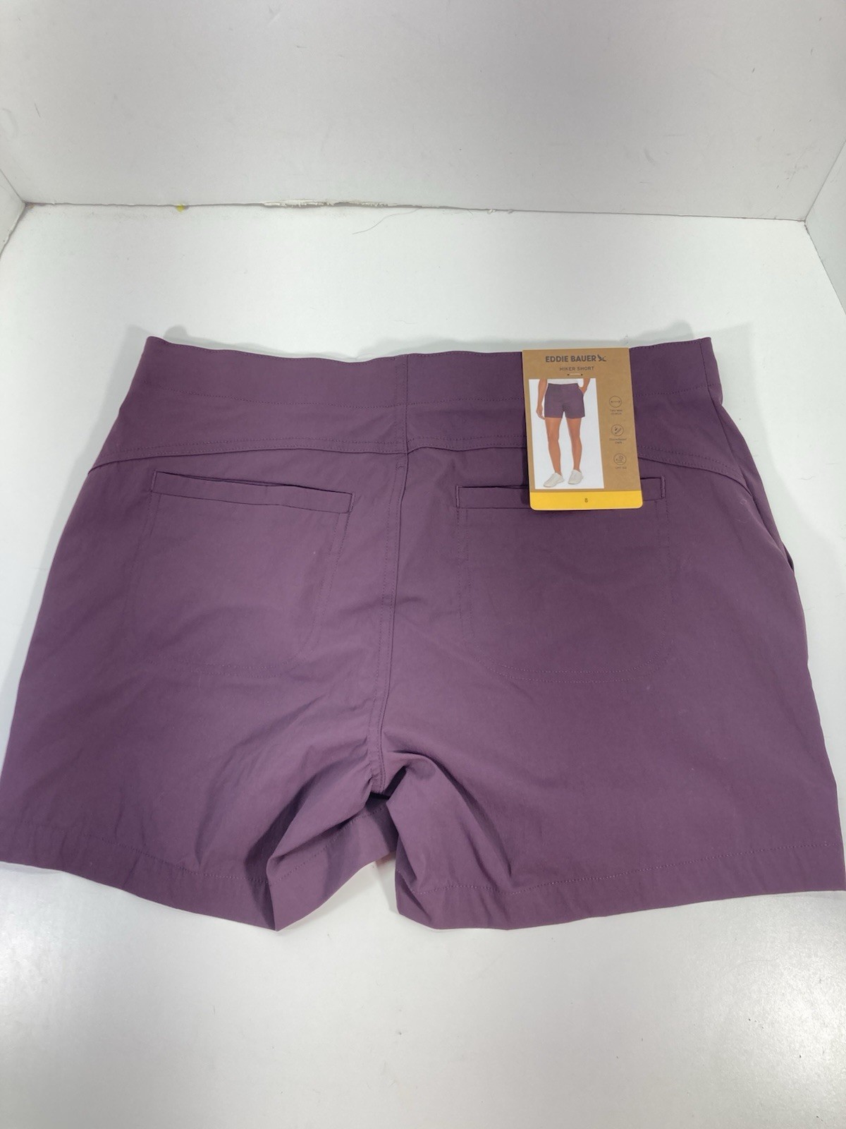 Eddie Bauer Performance Hiker Shorts Women 8 32X7 Purple Eggplant Stretch NWT