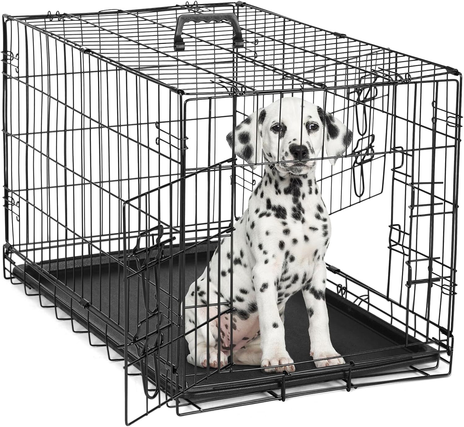 Crate for Dogs Double Doors Small Foldable Pet Cage Enhanced Wire Metal Kennel