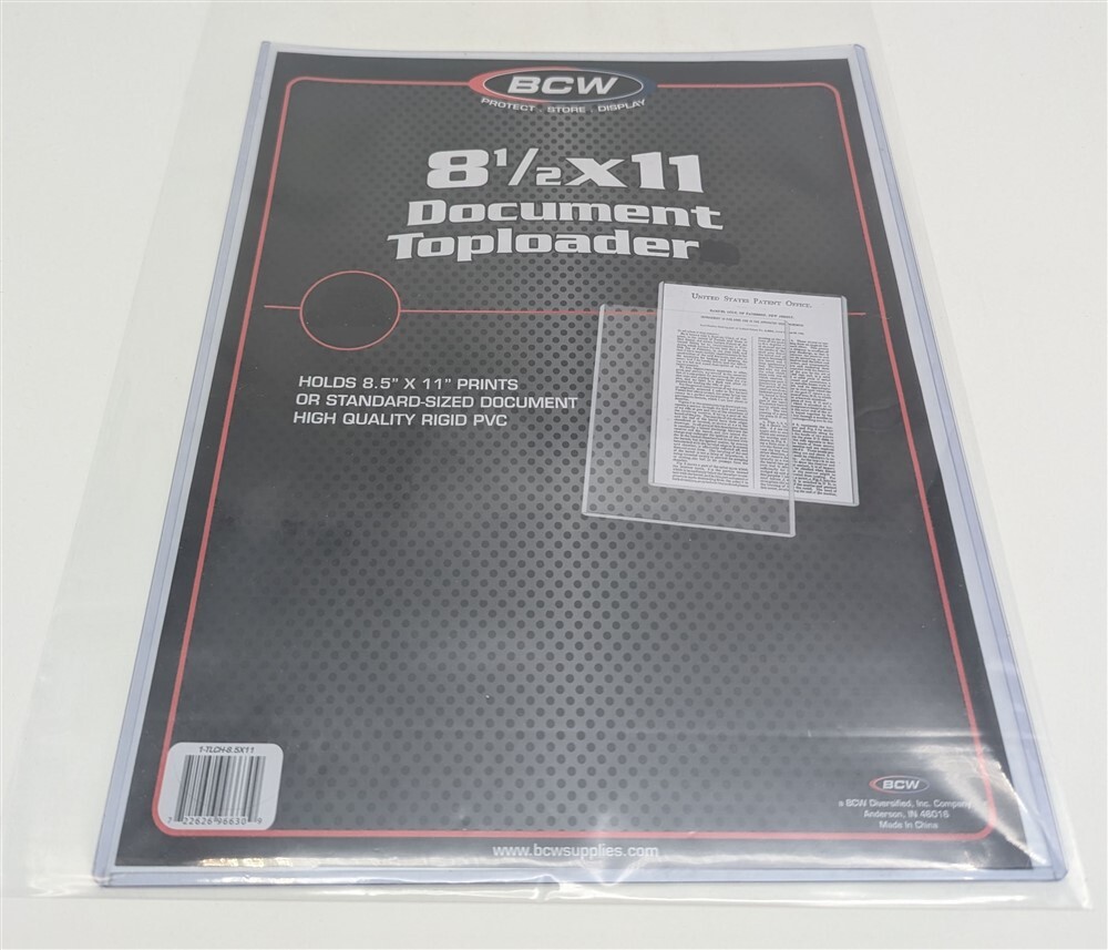 ONE LOOSE BCW 8.5 x 11 Hard Plastic 8.5x11 Document / Photo Toploader Holder