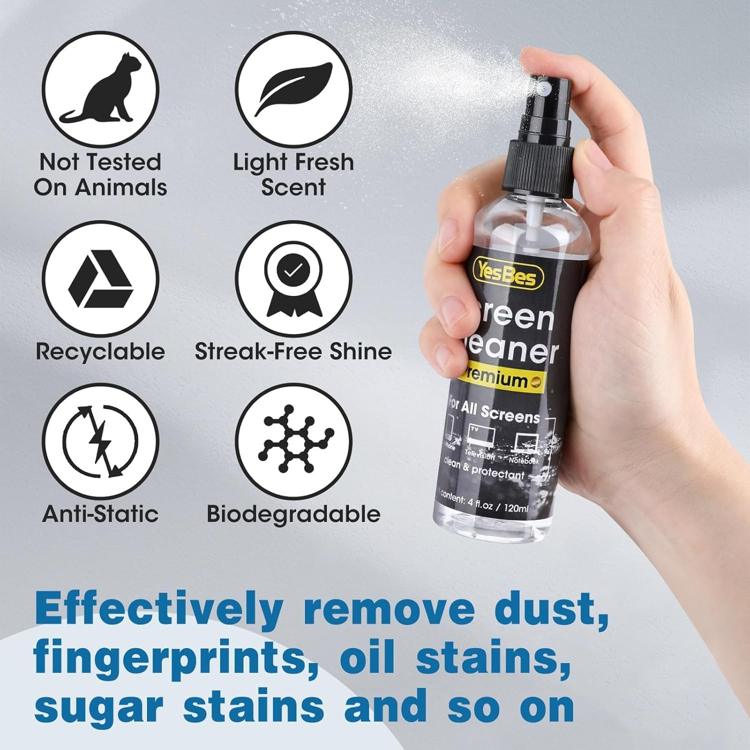 Screen Cleaner Spray 16Oz (4Oz X 4 Pack) - TV & Computer Screen Cleaner with