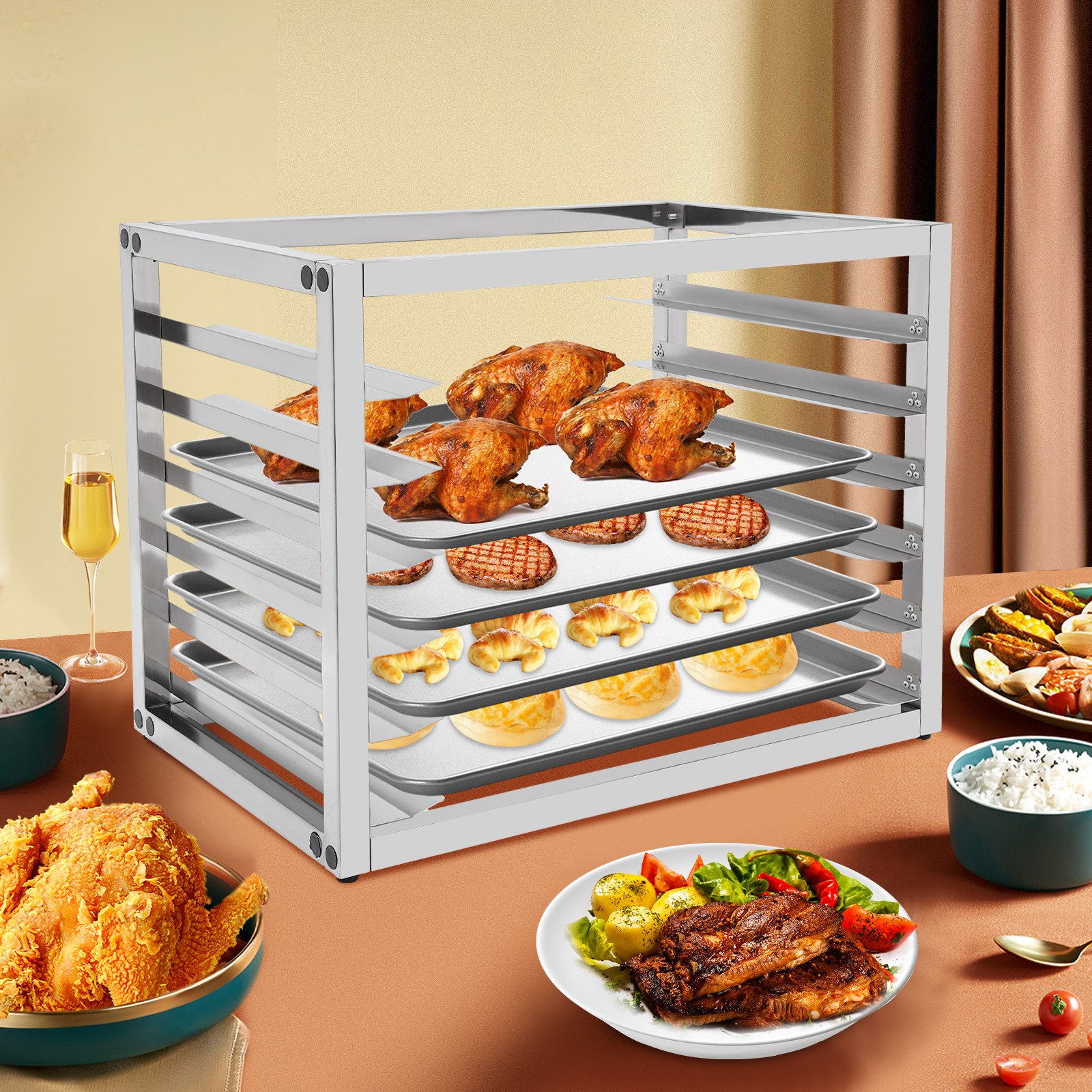 6 Tire End Load Half Height Bakery Bun Dough Baking Sheet Pan Rack Commercial