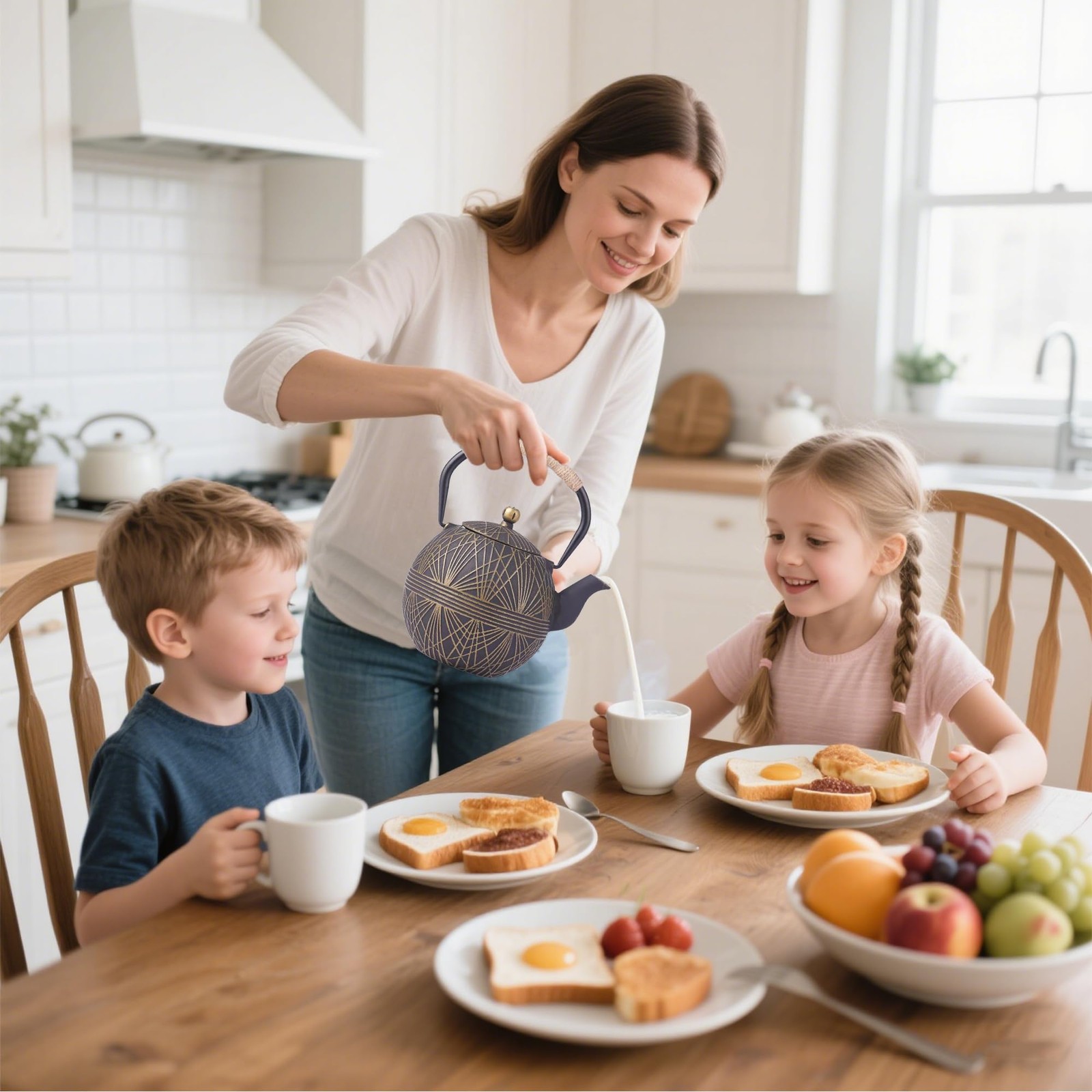 Enameled Cast Iron Teapot 34oz（1000ml） - Japanese Style Kettle with Removable...