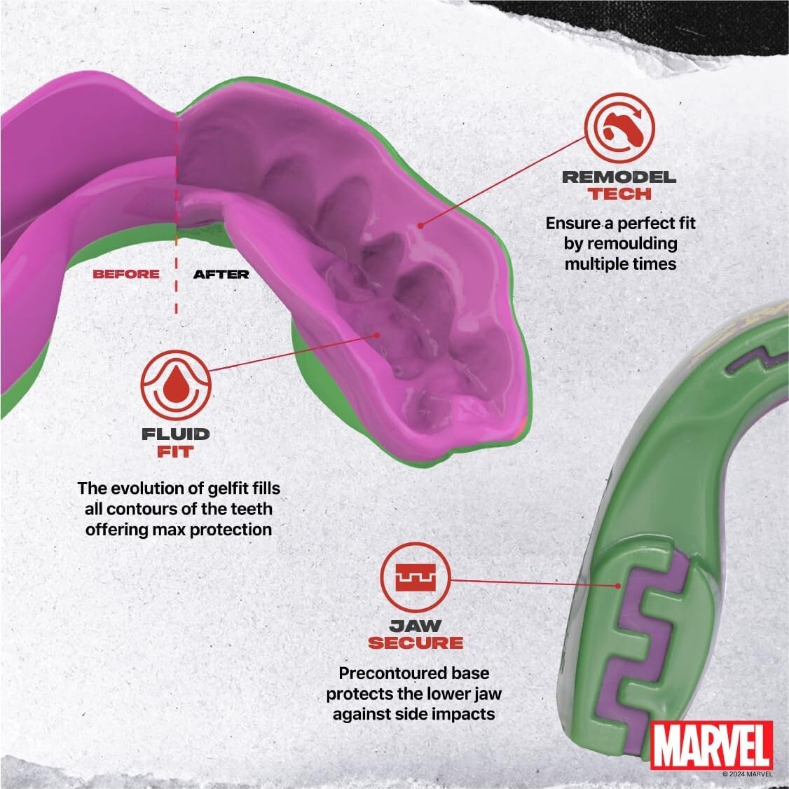 SafeJawz MARVEL Sports Mouthguard Dual Layer Premium Mouth Guard with Case