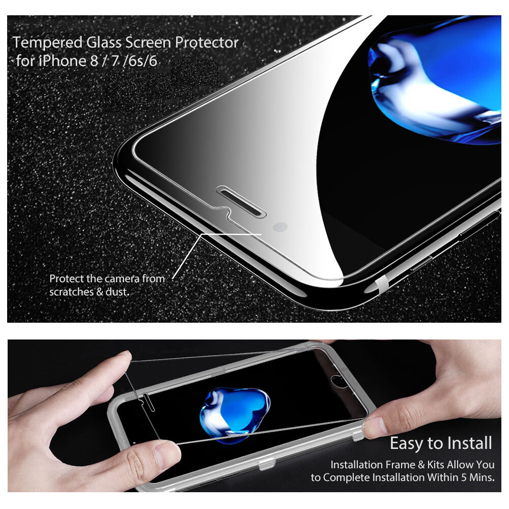 3x Pack For iPhone 6 6S 7 8 Plus Premium Tempered Glass Screen Protector
