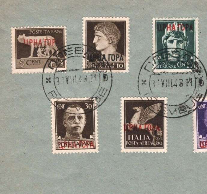 MONTENEGRO ITALY WW2 OCCUPATION 1943 *ЧРНА ГОРА* Overprints Pljevlja? MA1766