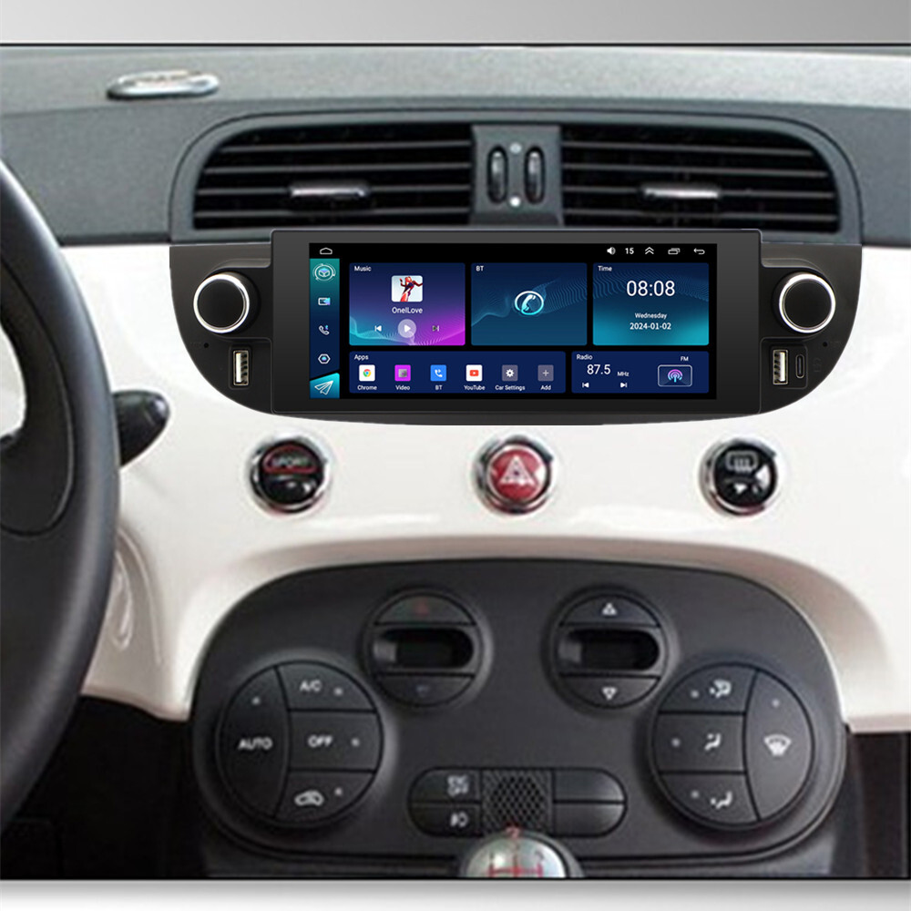 6.86in Touch Screen Car Radio Player USB RDS 4+32G Fit For Fiat 500 2007-2018