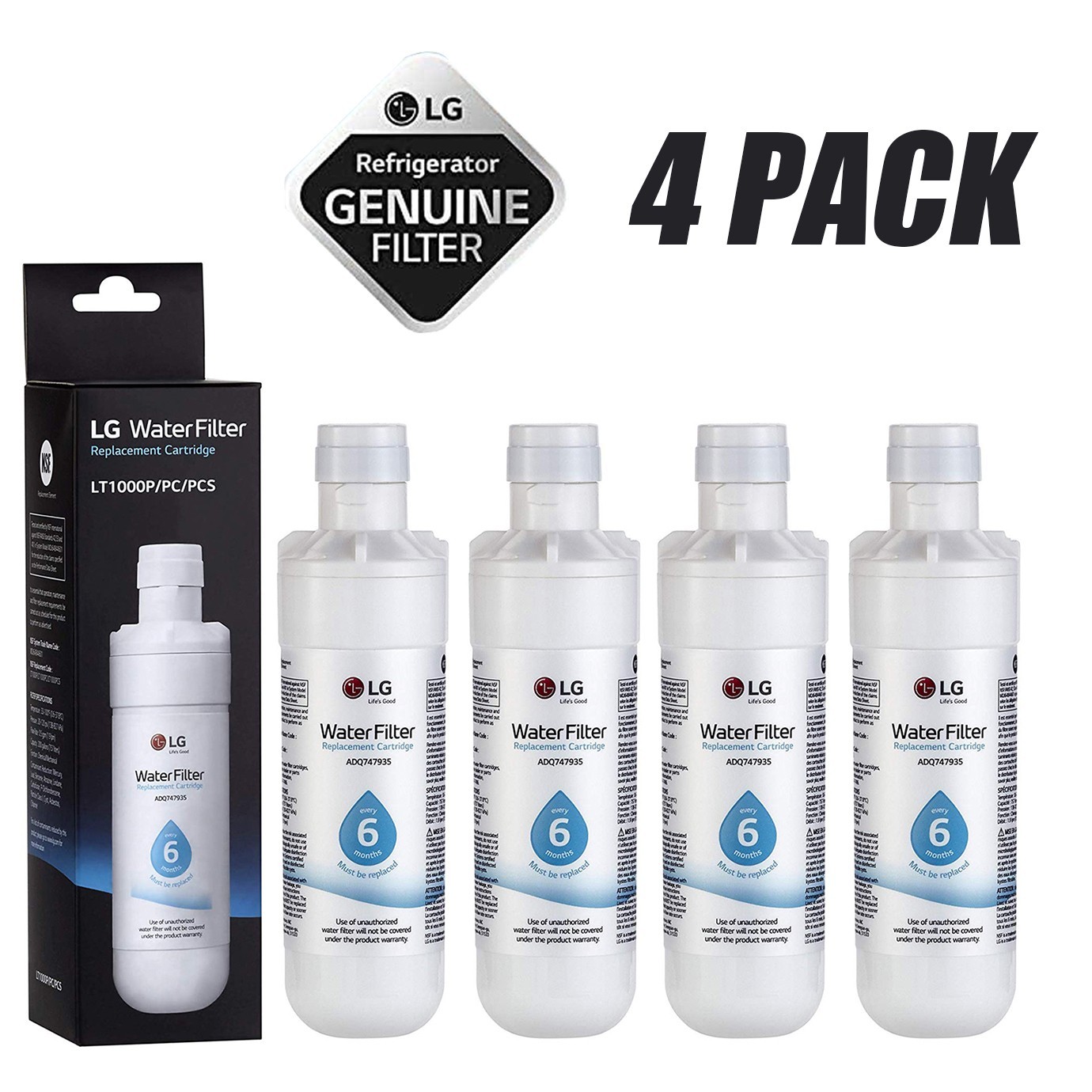 For LG LT1000P/PC/PCS Refrigerator Water Filter 4  PACK New, FREE SHIPPING