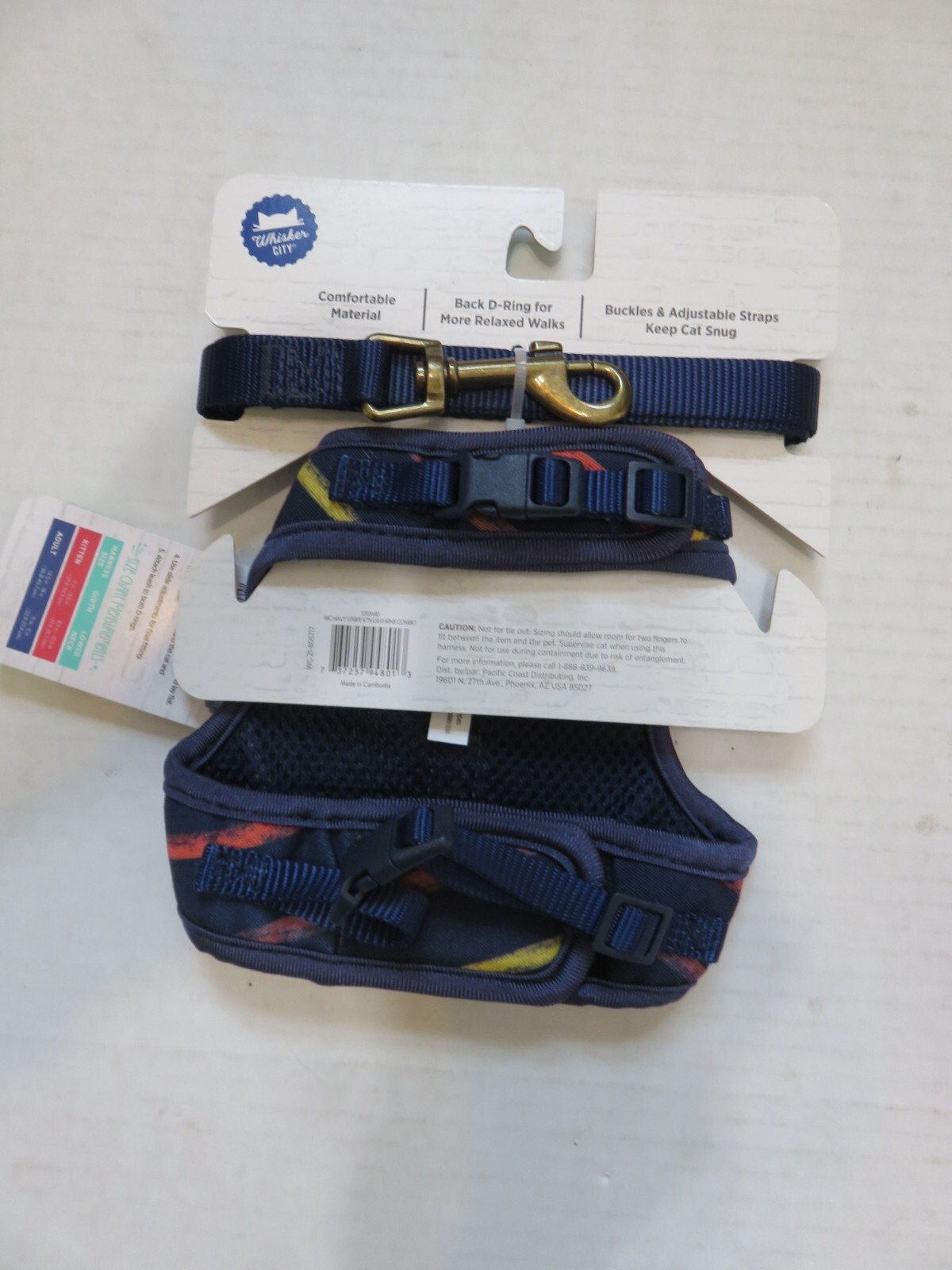 Whisker City Cat Vest Harness & Leash KITTEN Stripe, Strawberry or Bling New