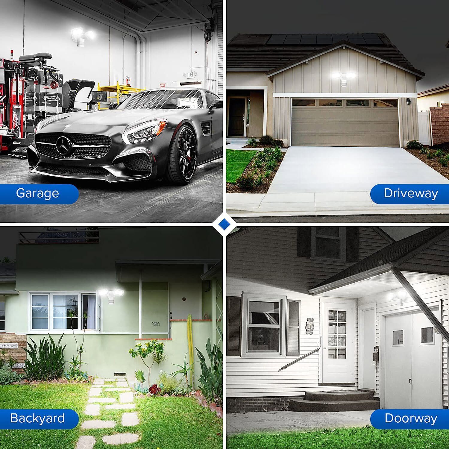 SANSI 18W Motion Sensor LED Security Light Floodlight 180° Dual-Head Area Safe