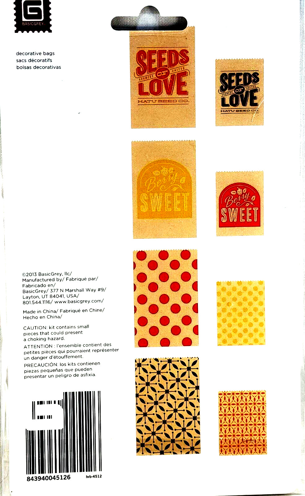 Basic Grey Herbs & Honey Decorative Bags Pockets Multiple Sizes RARE Journals