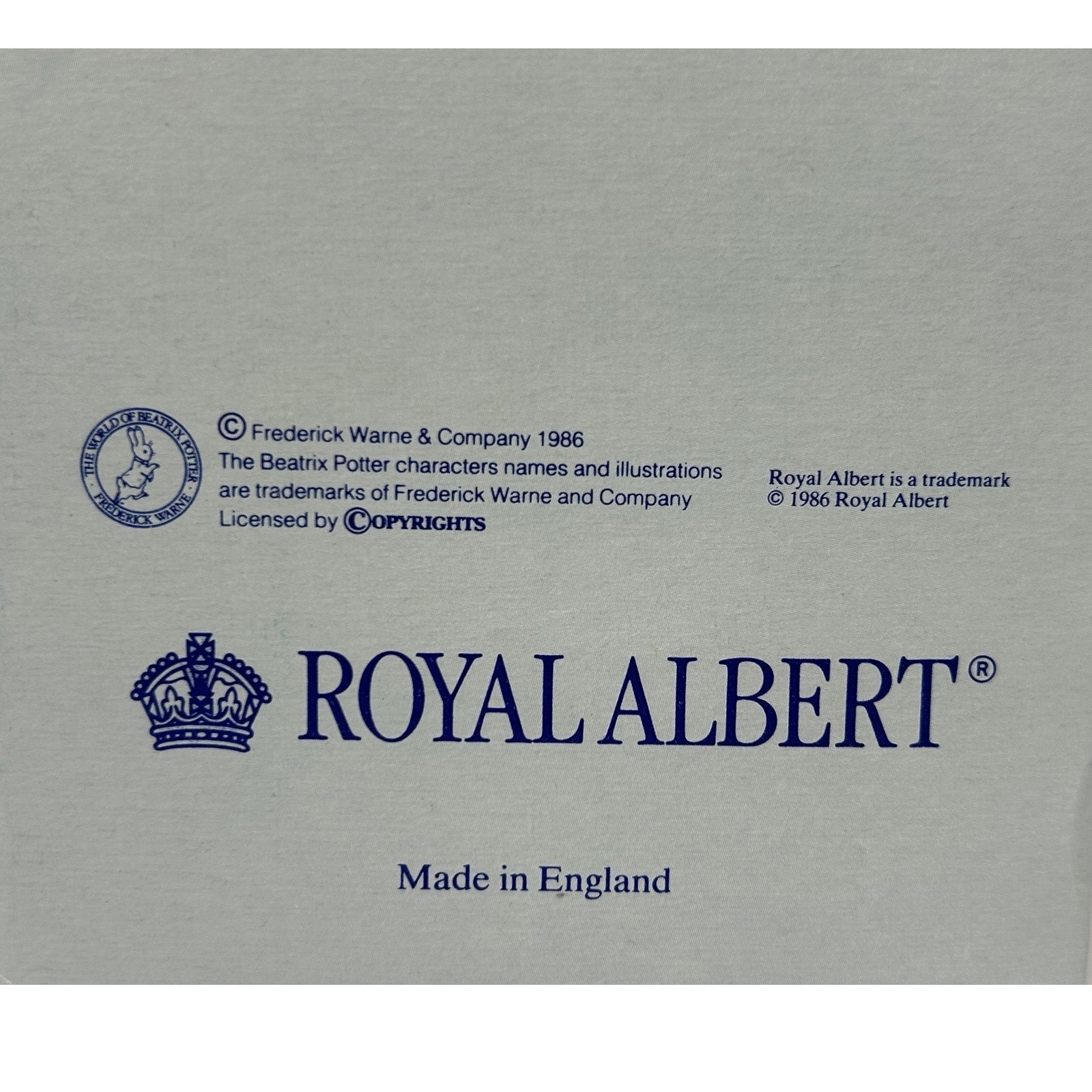 1986 Royal Albert Beatrix Potter Childrens Set Jemima Puddle Duck Cup Bowl Plate